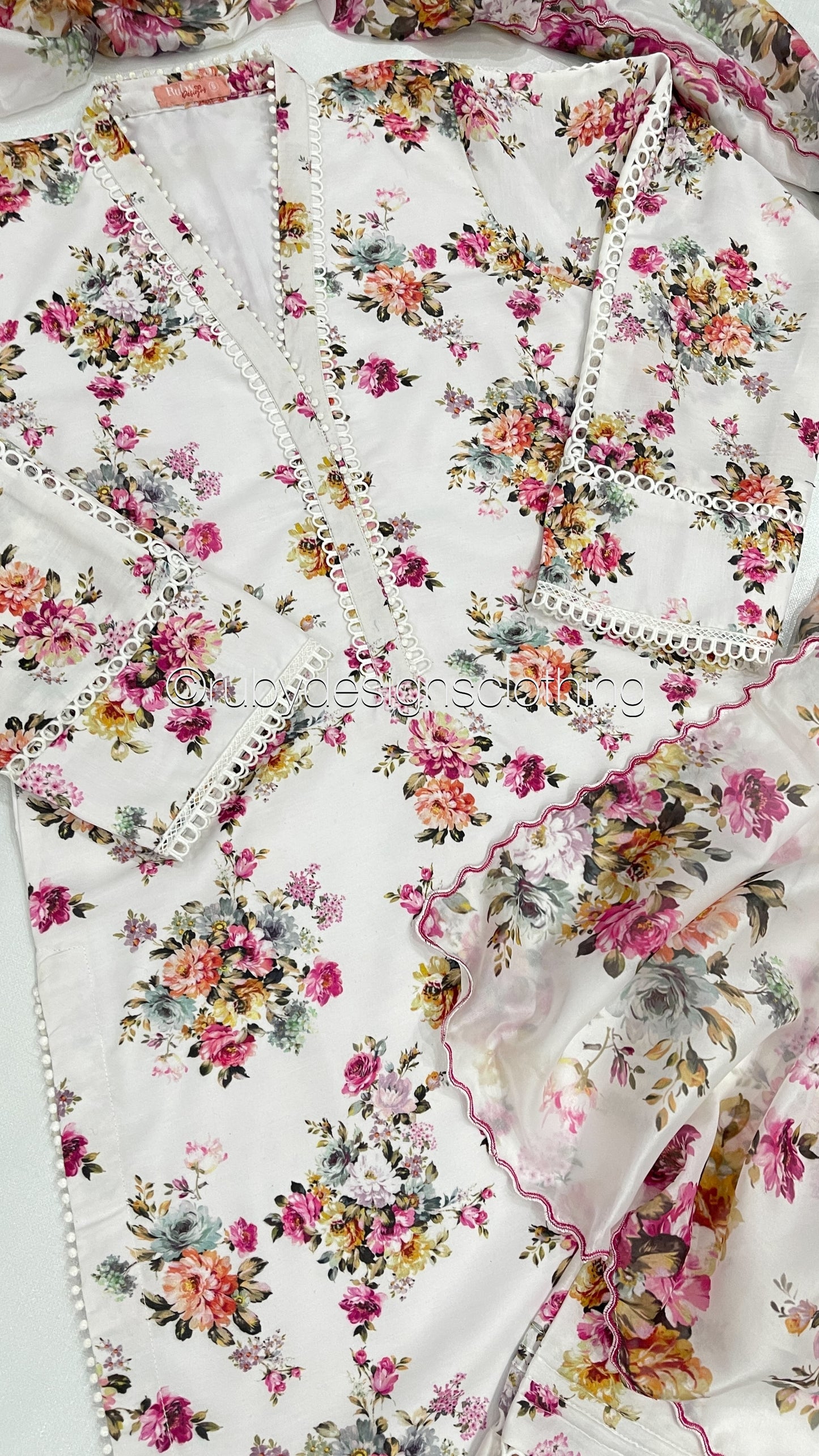 REEM - 3 Piece White Swiss Lawn Suit with Silk Dupatta (8492511527125)