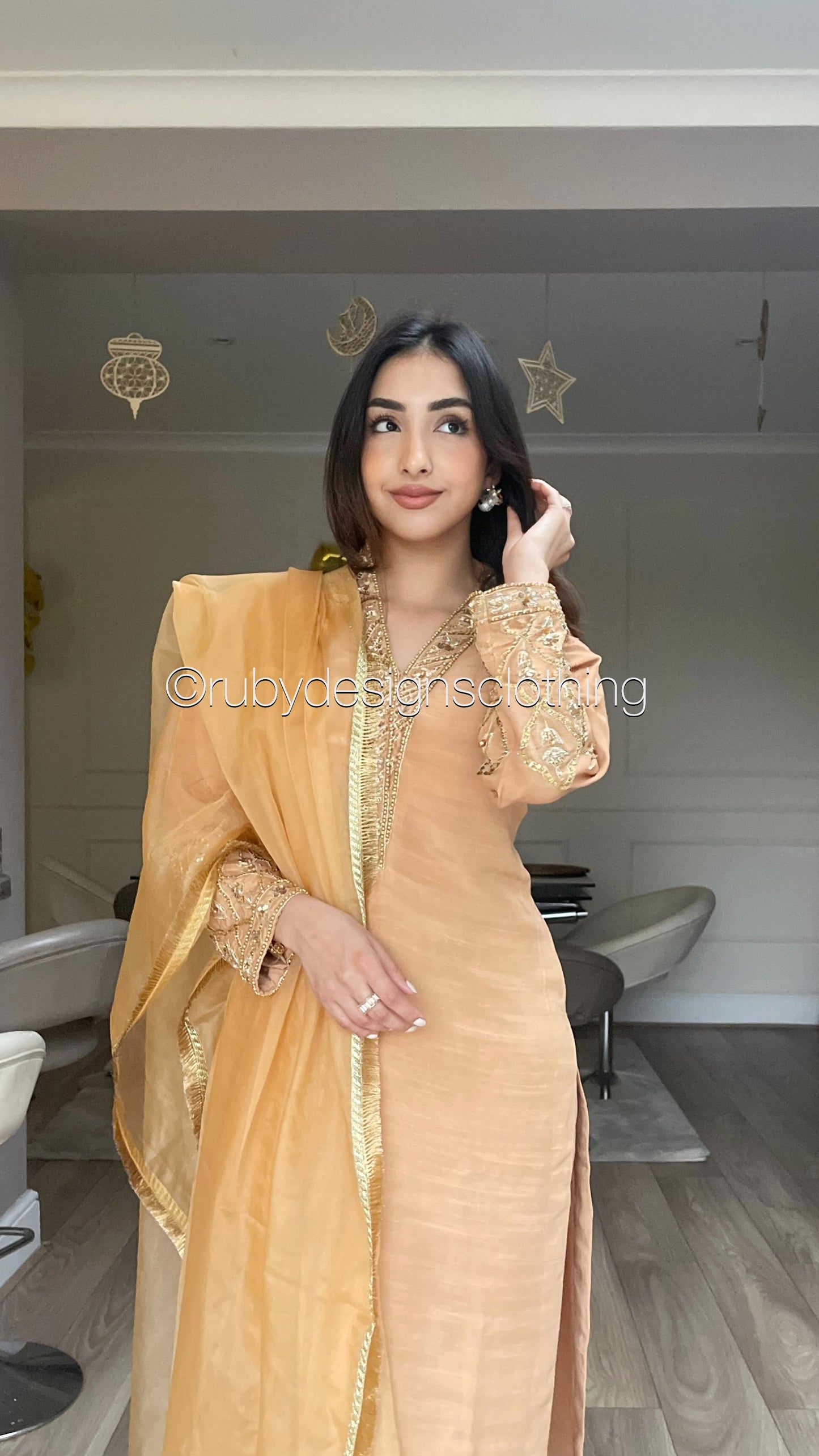 SUNDUS - 3 Piece Korean Raw Silk Suit with Organza Dupatta (8272277242069)