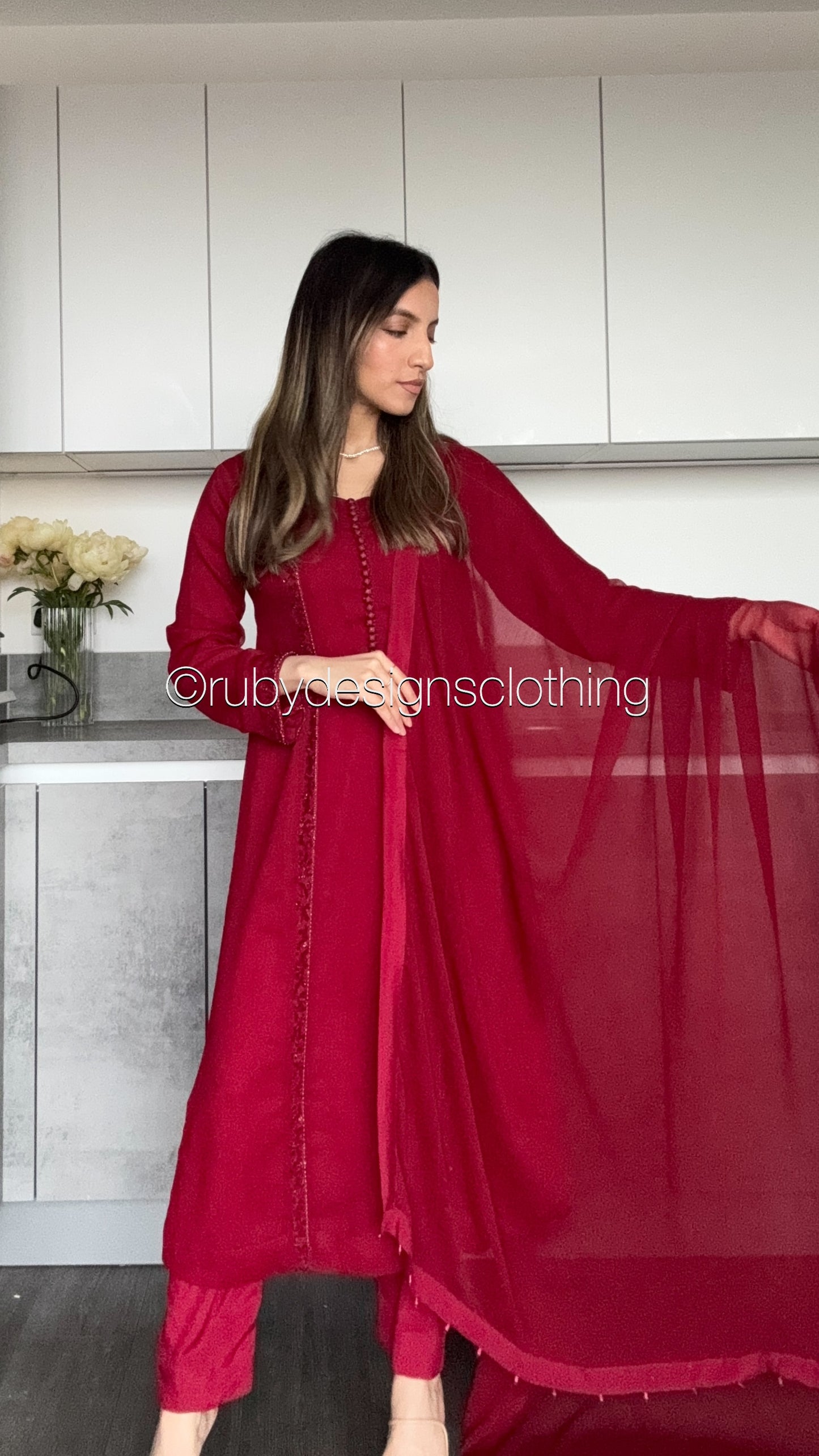 ZYRA Ruby - 3 Piece Chiffon Suit with Trouser