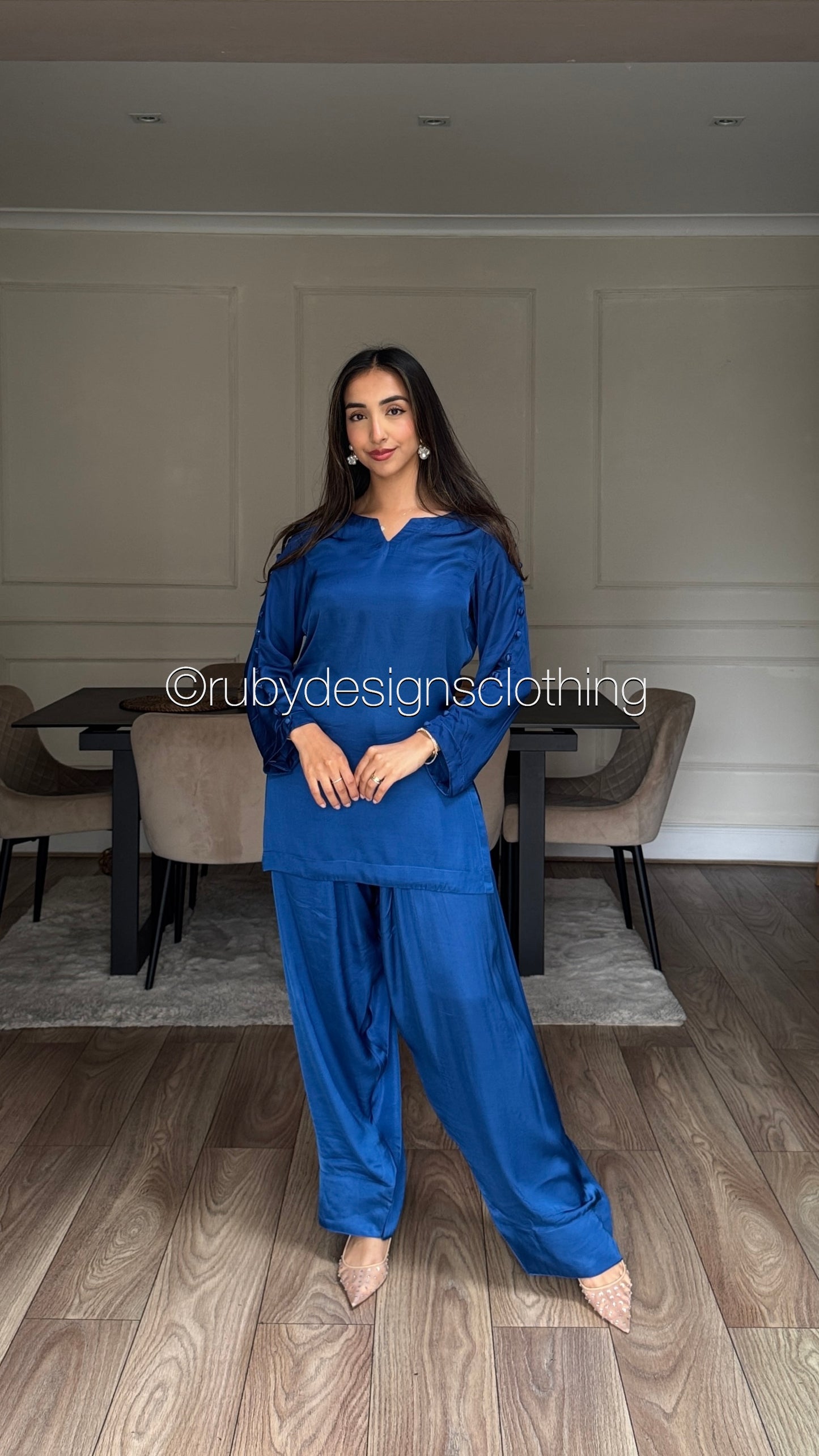ZIMAL Azure - Exclusive 3 Piece Silk Suit with Farshi Shalwar
