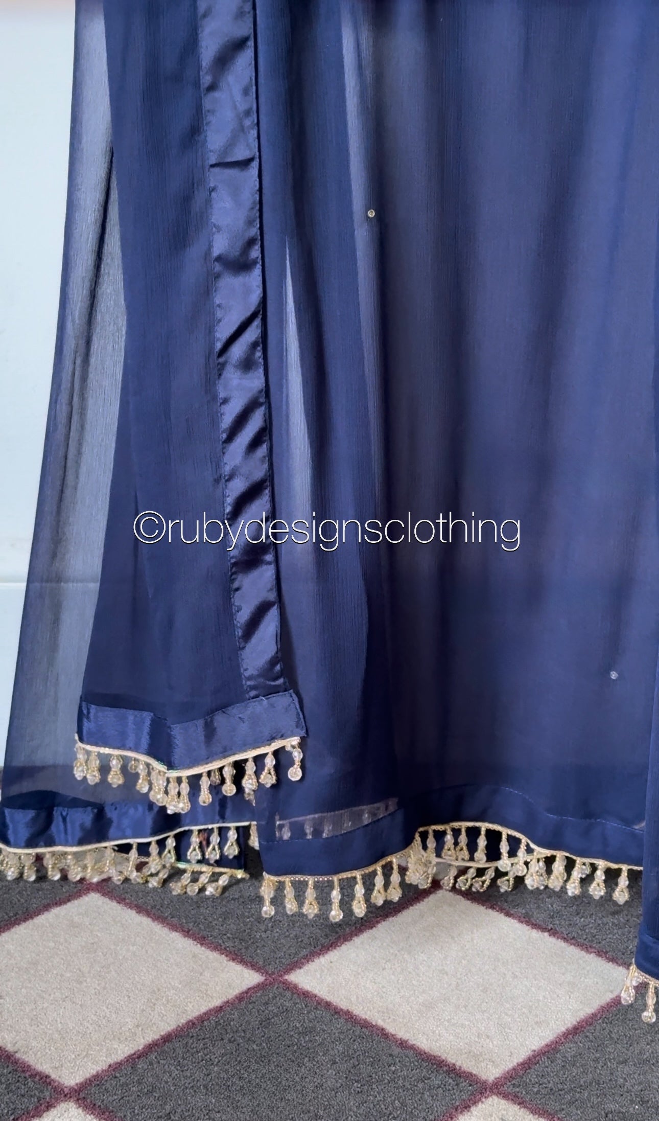 SONIA Navy - 3 Piece Navy Chiffon Suit with Chiffon Dupatta (8581883920597)