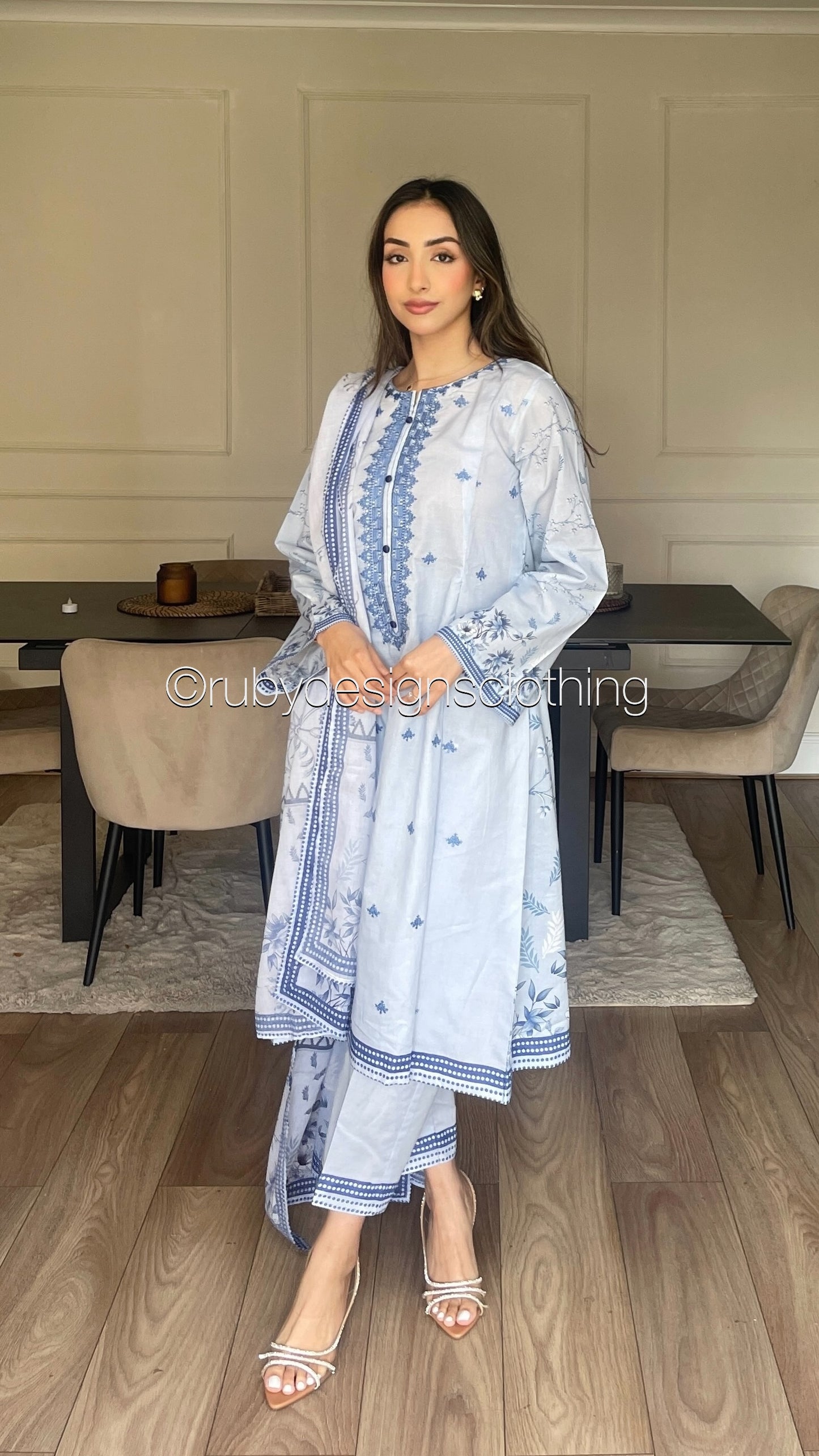 HALIMA - 3 Piece Blue Lawn Suit with Lawn Dupatta (8583541653717)