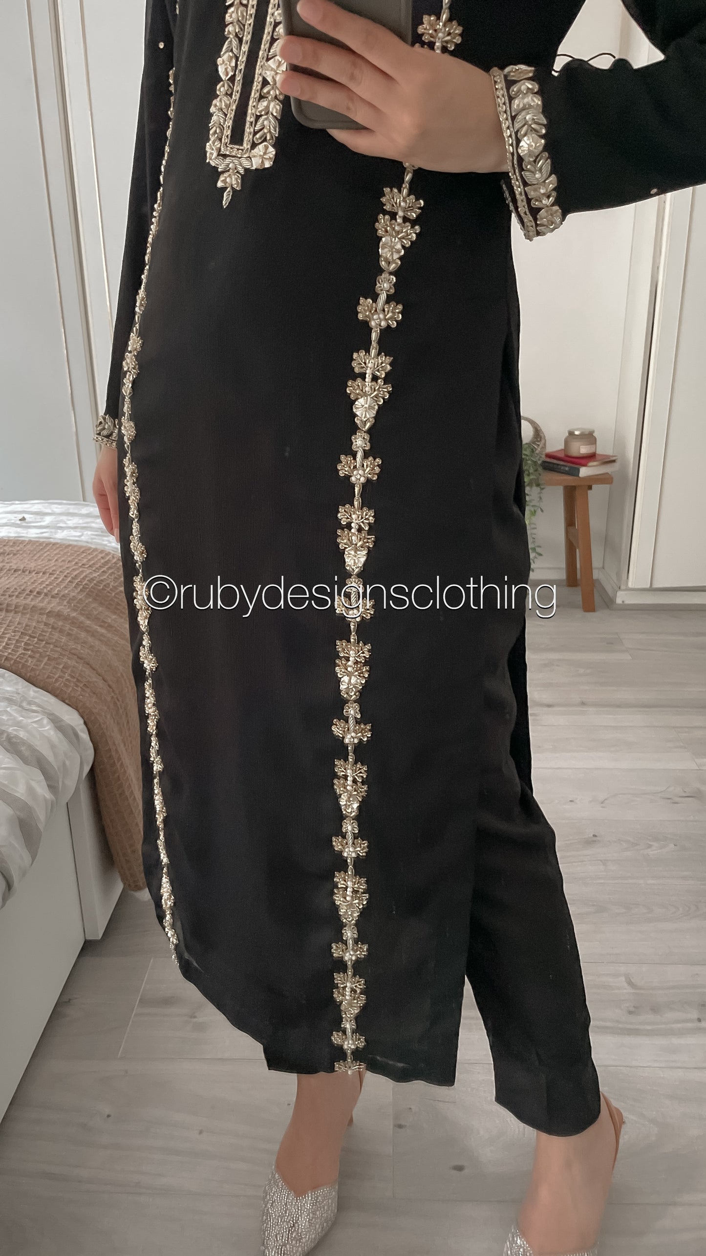 SADAF Black - 3 Piece Black Chiffon Suit with Gota Work (8532769276117)
