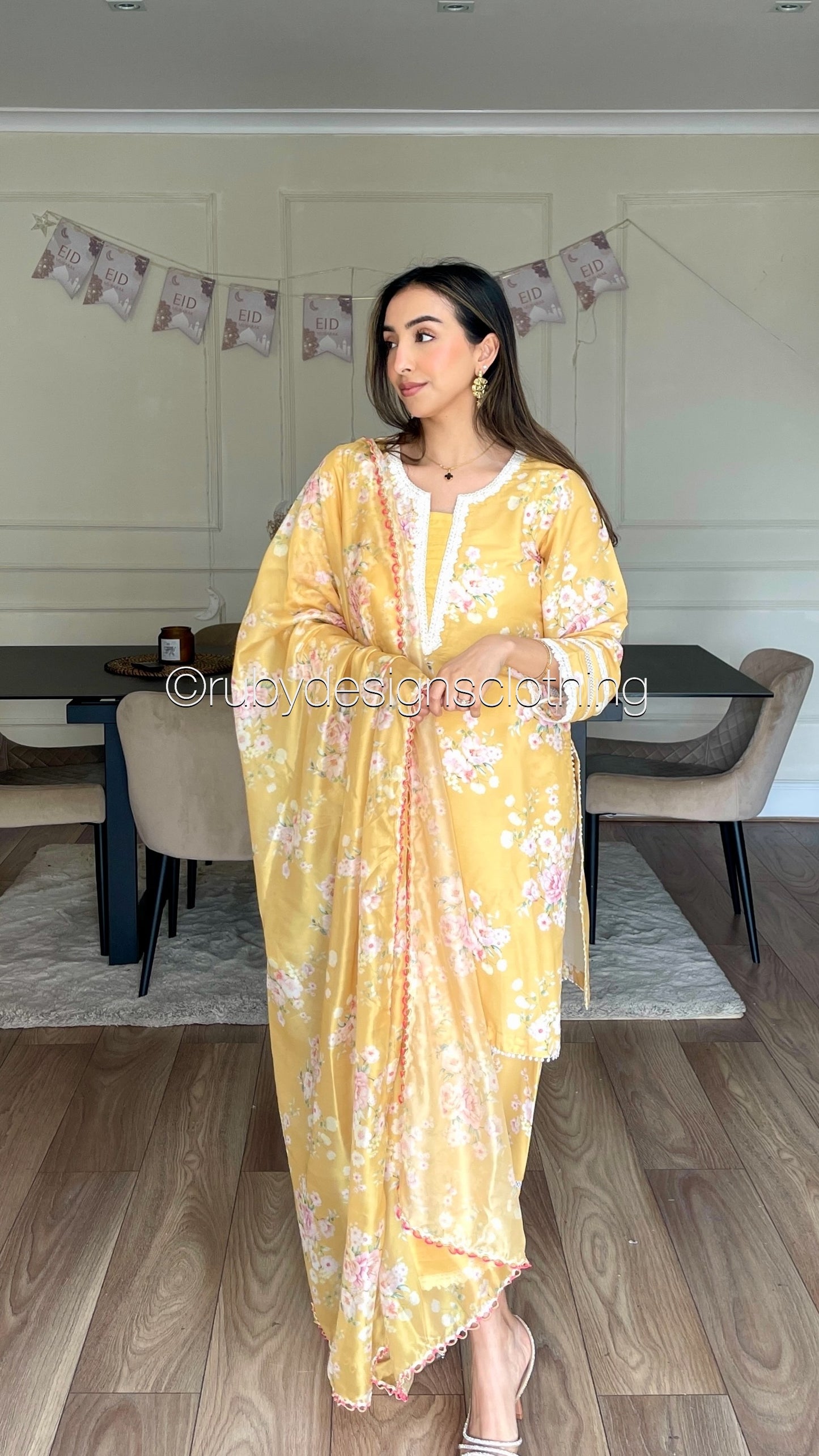 AYAH - 3 Piece Mustard Swiss Lawn Suit with Silk Dupatta (8491806458069)