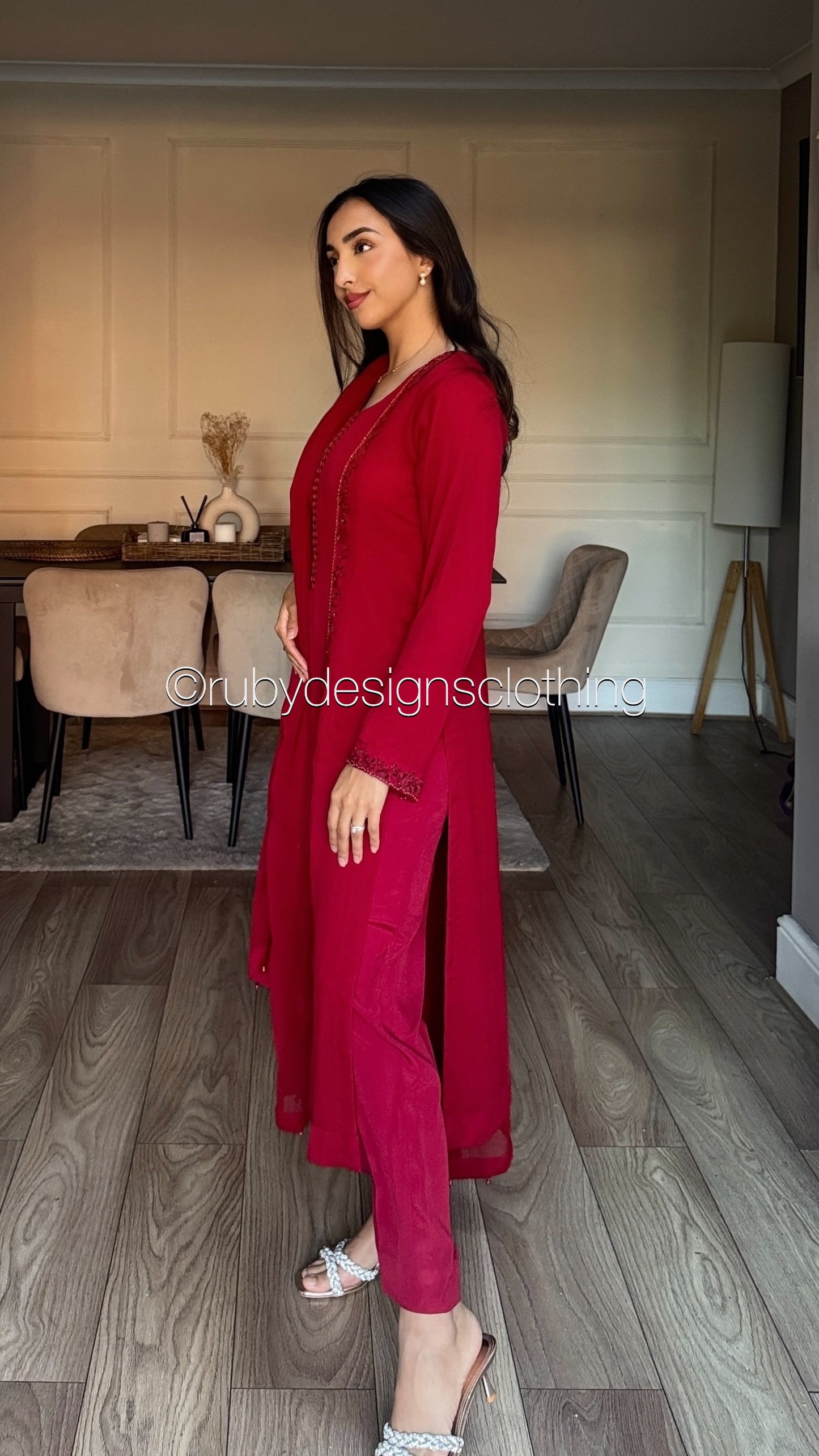 ZYRA Ruby - 3 Piece Chiffon Suit with Trouser