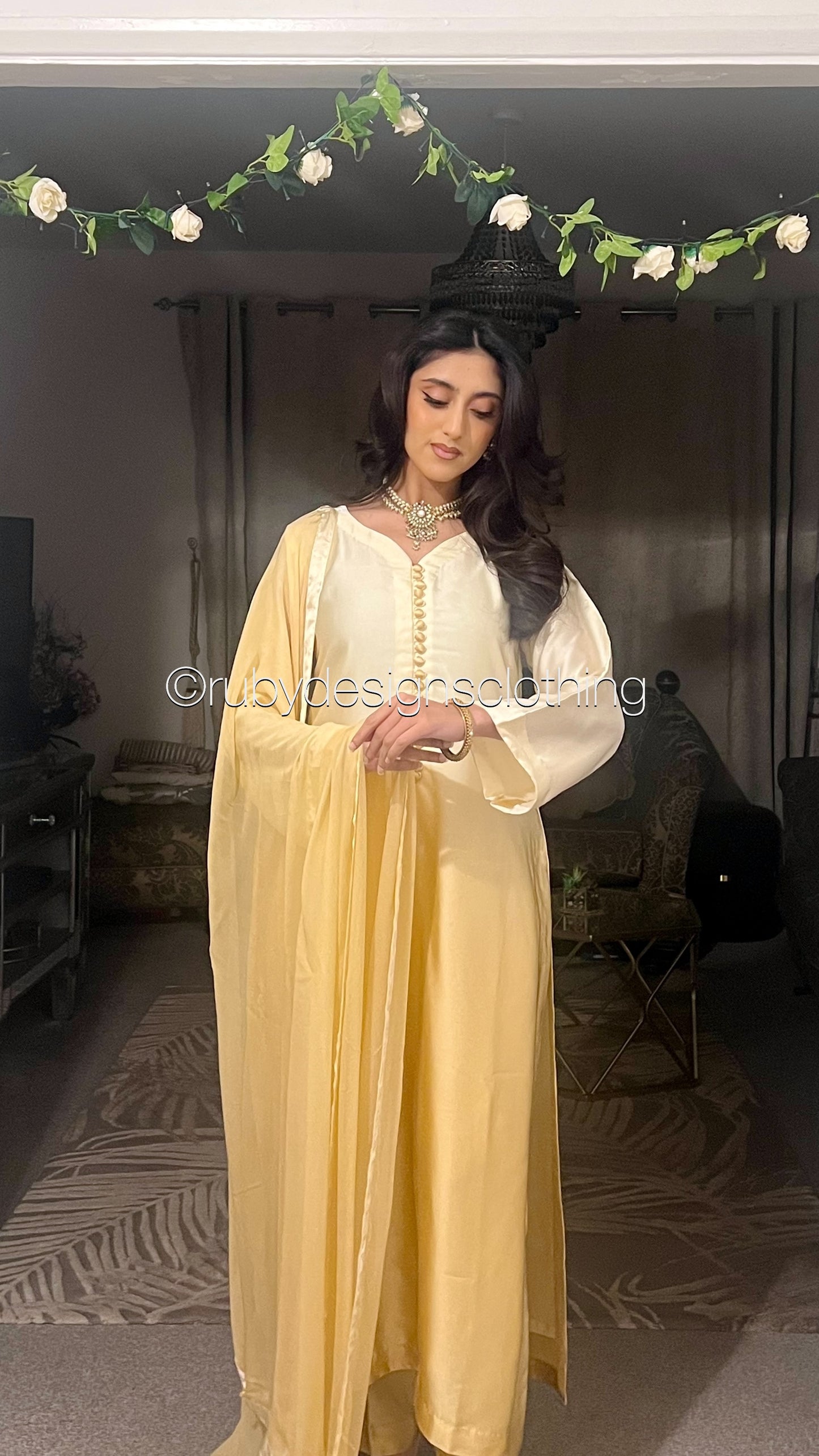 RAYNA Gold - 3 Piece Silk Suit with Handwork