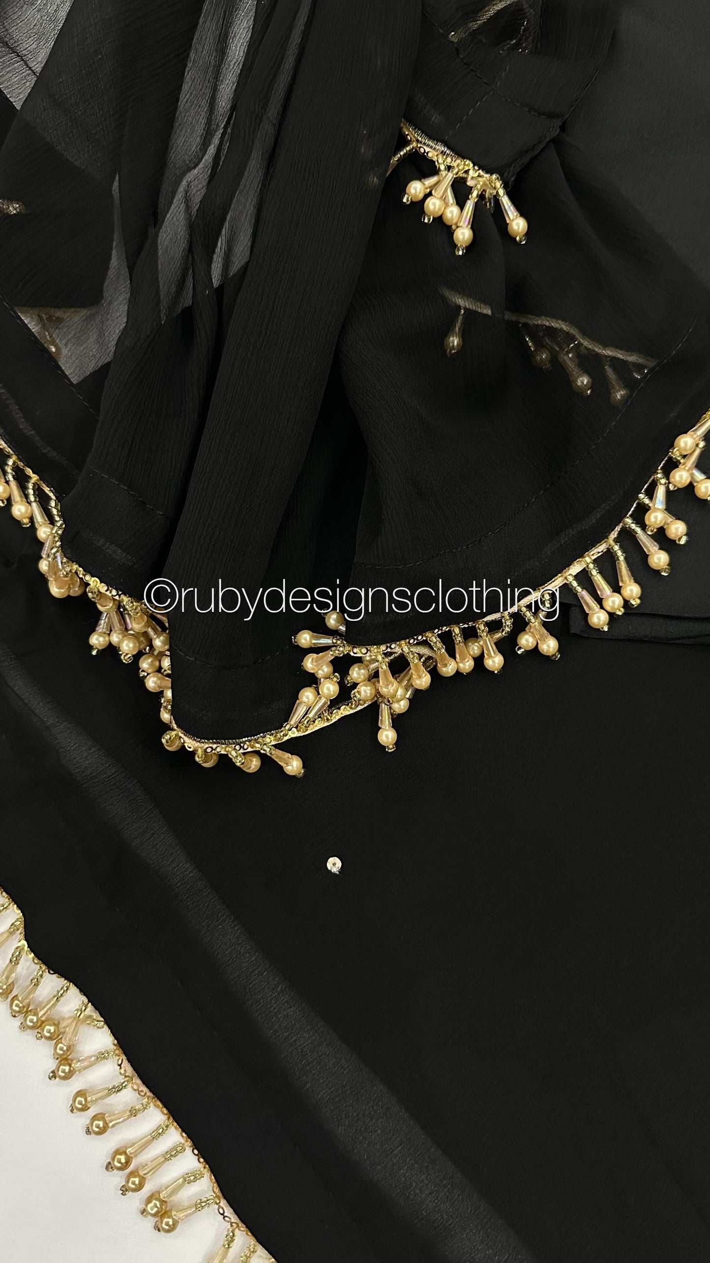 SOFIA Black - 3 Piece Black Chiffon Suit with Gold Handwork (8053043560661)