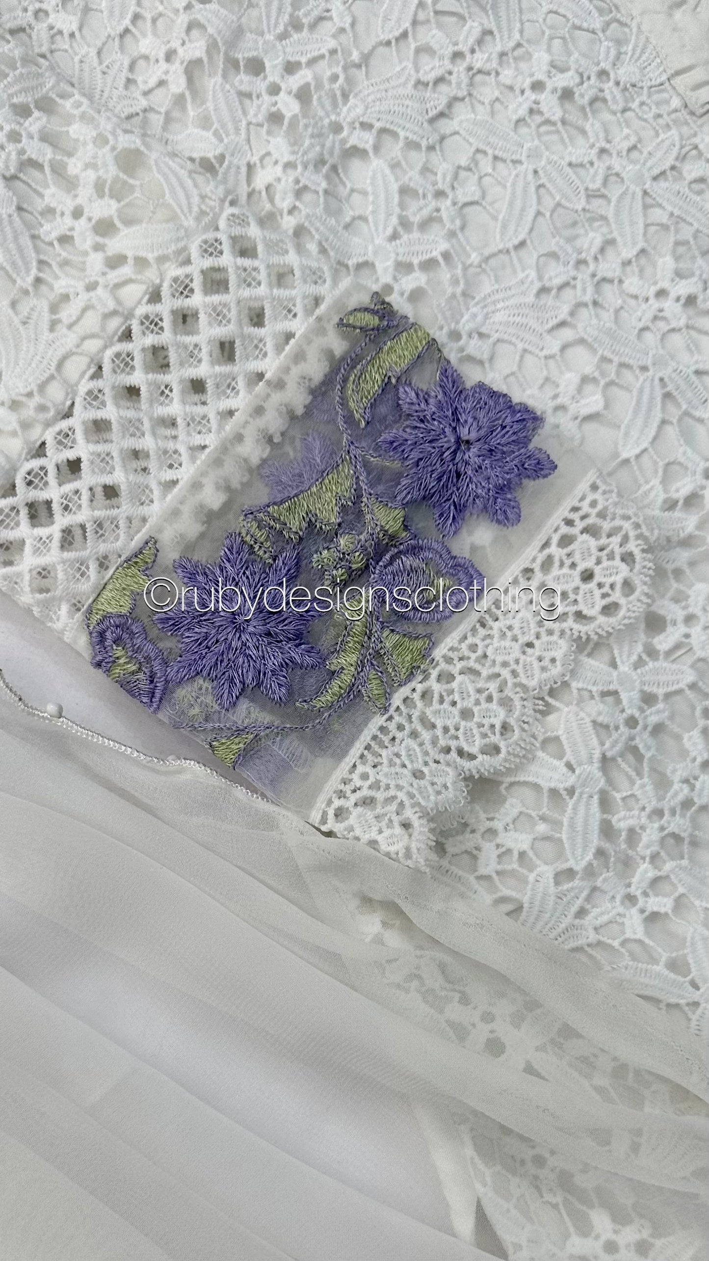 HAFSAH - 3 Piece White Crochet Lace Suit with Chiffon Dupatta (8067502375125)