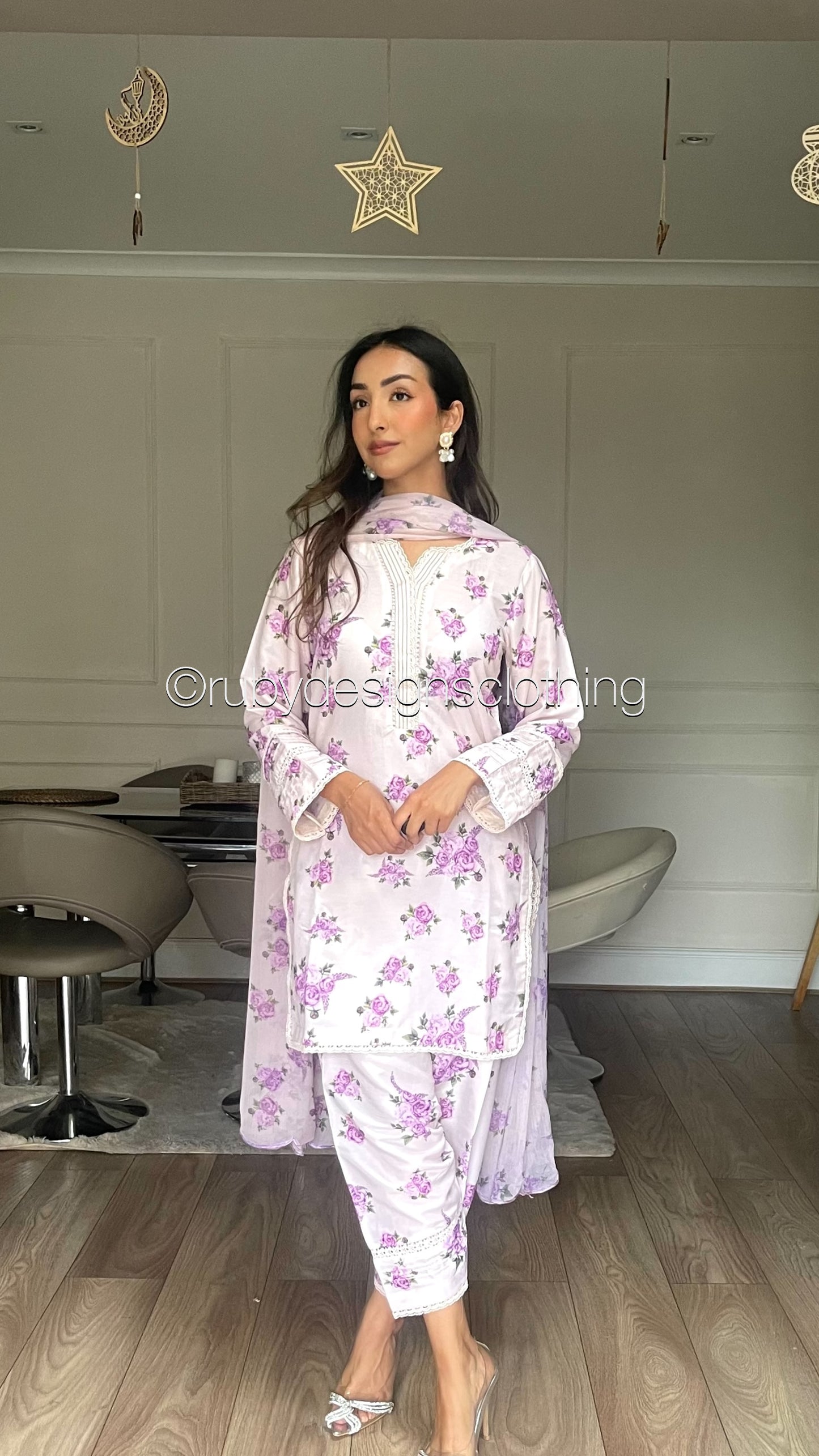 BISMA - 3 Piece Lilac Floral Print Swiss Lawn Suit with Chiffon Dupatta (8075382587605) (8748156879061)