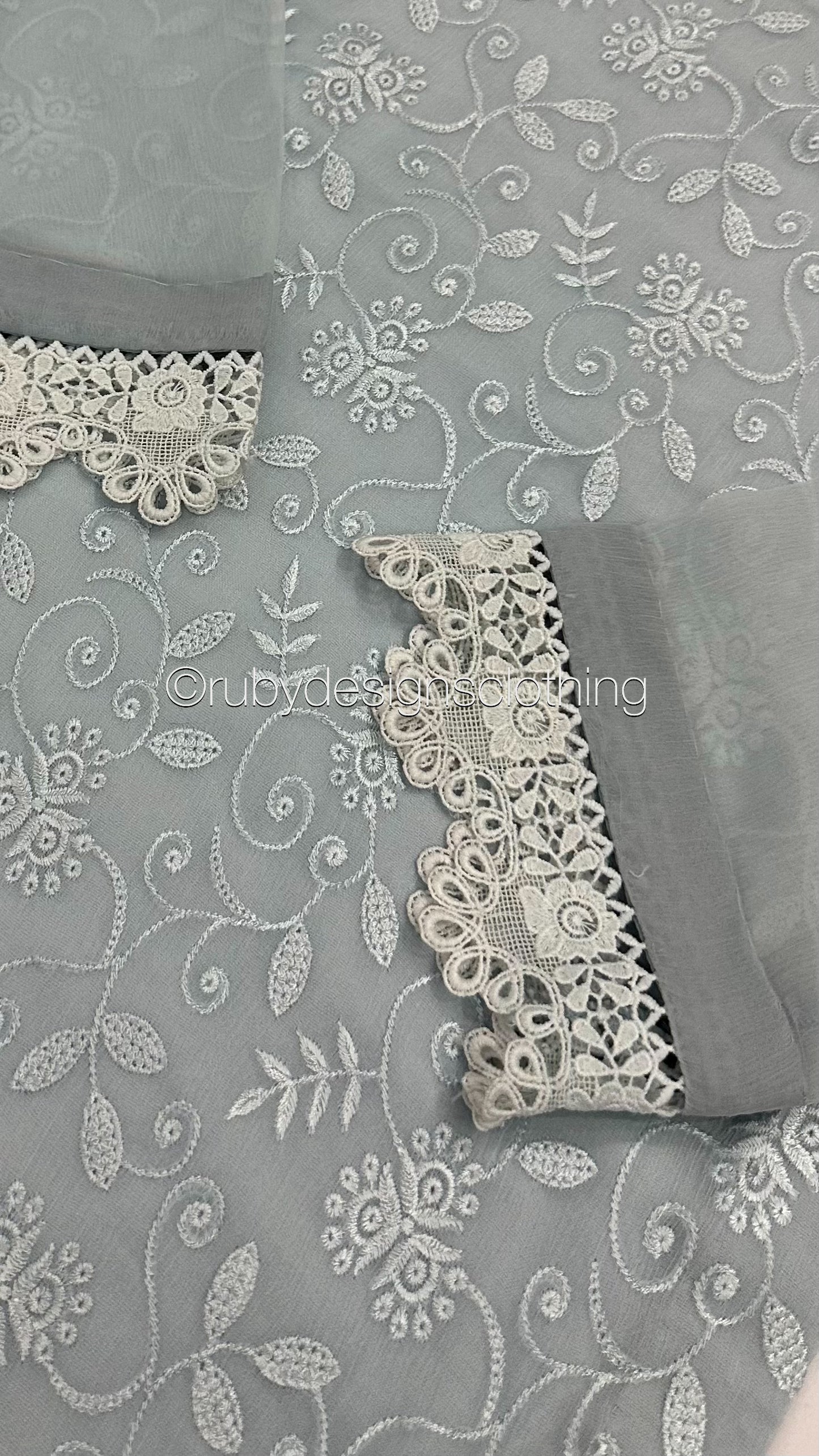 MEHER Blue - 3 Piece Embroidered Chiffon Suit with Cut Out Details (8060597436629) (8747701764309)