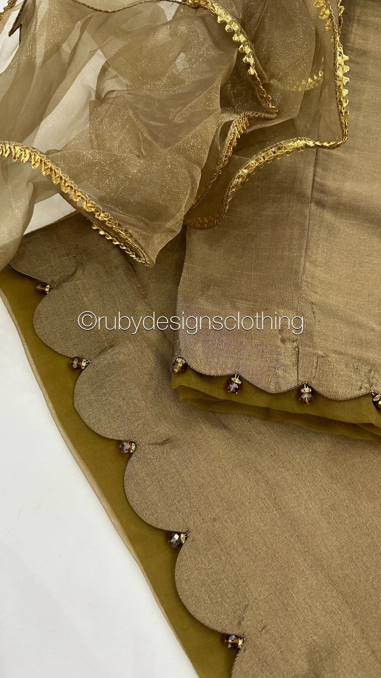 ALEEZA Brown - 3 Piece Raw Silk Suit with Ruffle Dupatta (8210381570261) (8747906269397)