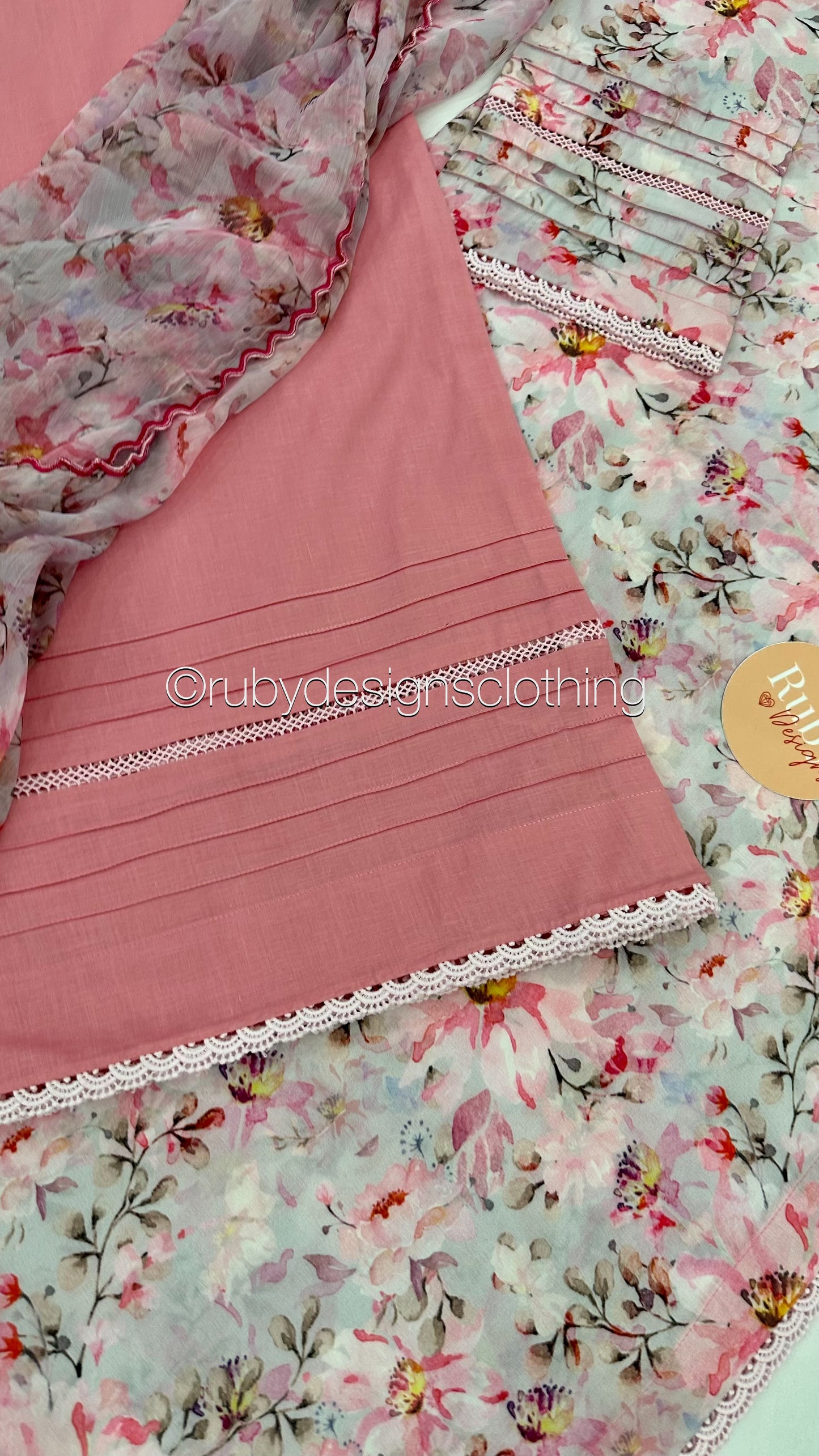 SALMA - 3 Piece Pink Floral Print Swiss Lawn Suit with Chiffon Dupatta (8075382948053)