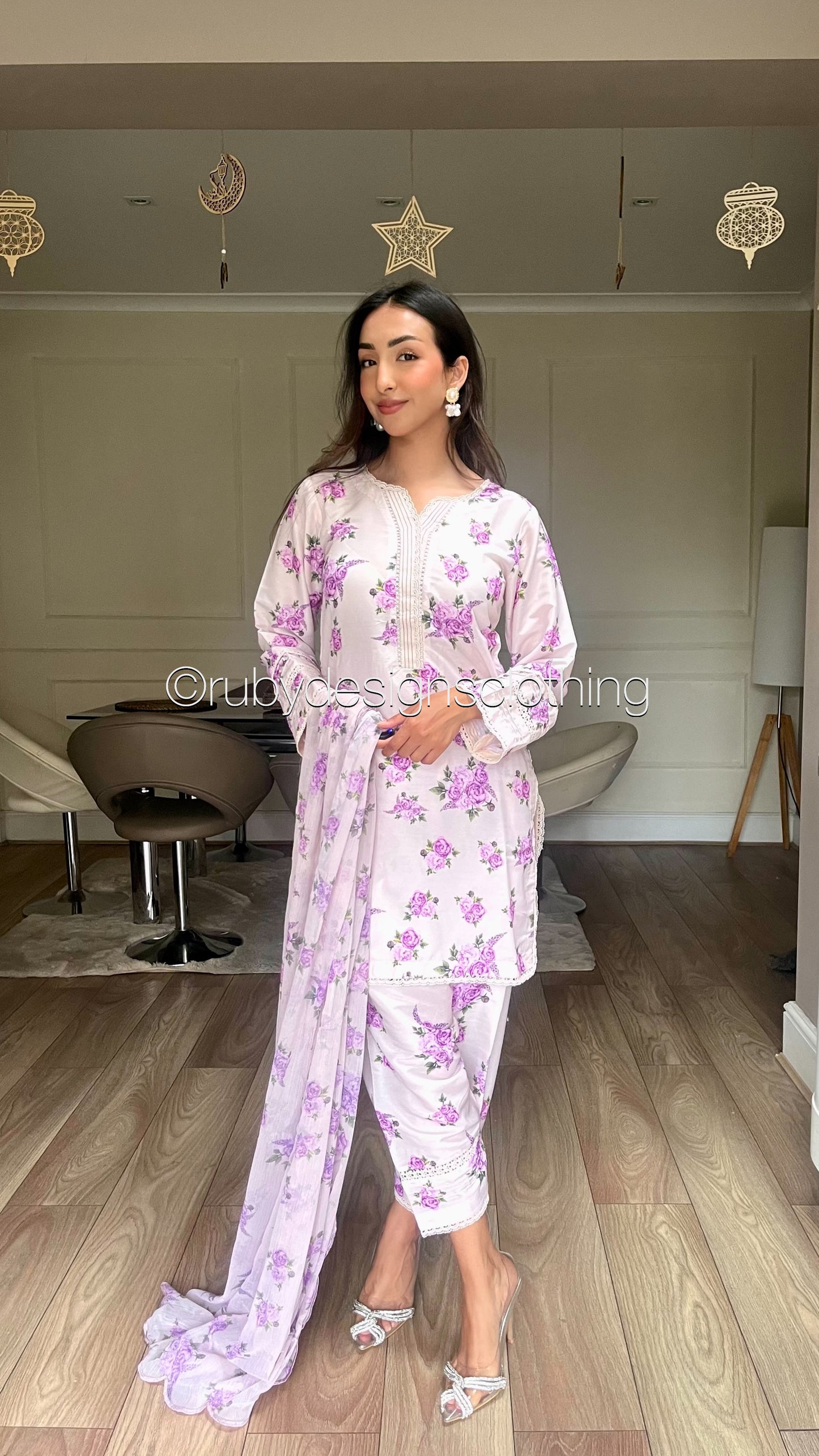 BISMA - 3 Piece Lilac Floral Print Swiss Lawn Suit with Chiffon Dupatta (8075382587605) (8748156879061)