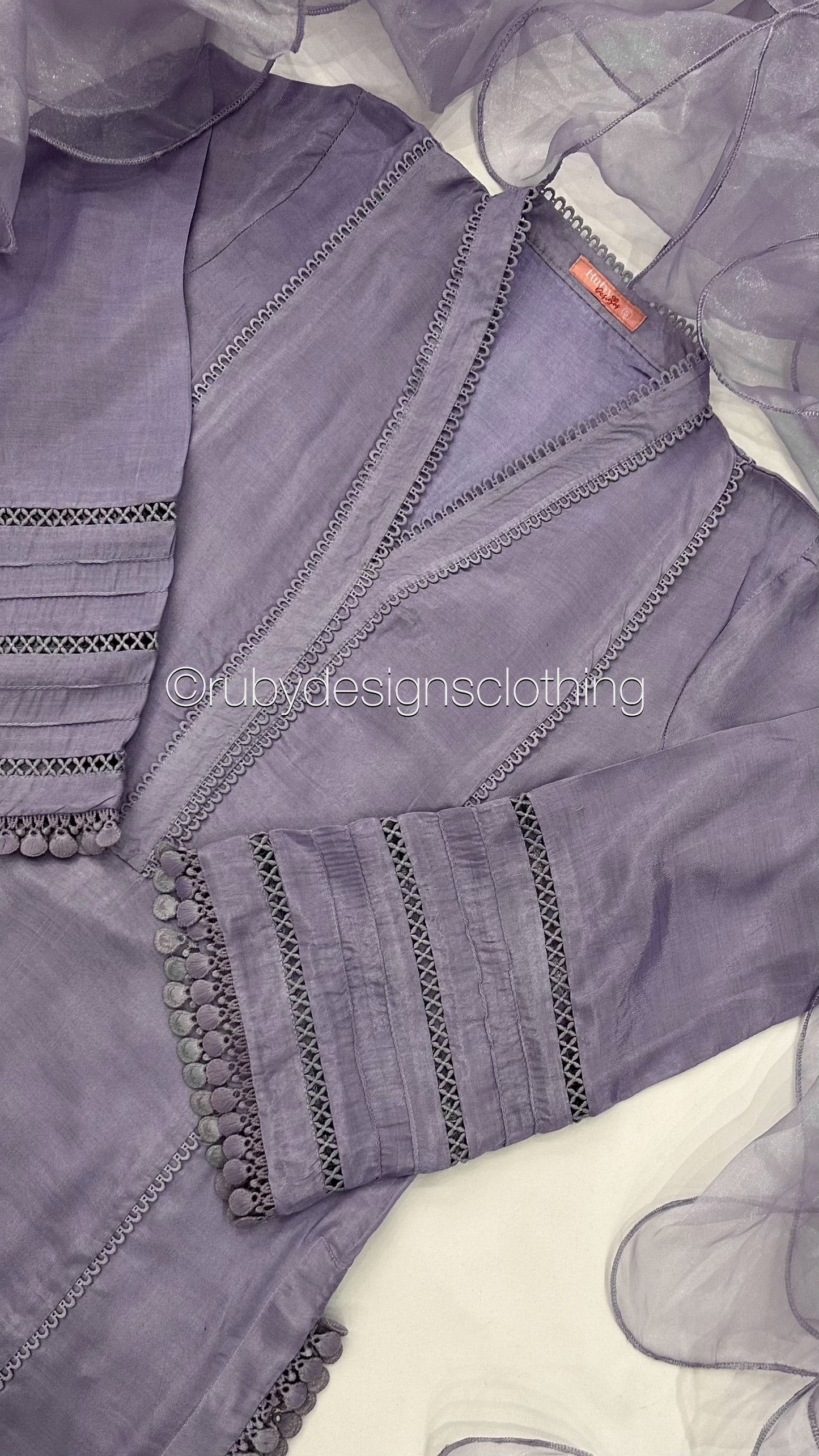 AYLA Lilac - 3 Piece Lilac Cotton Silk Suit with Ruffle Organza Dupatta (8068266361045)
