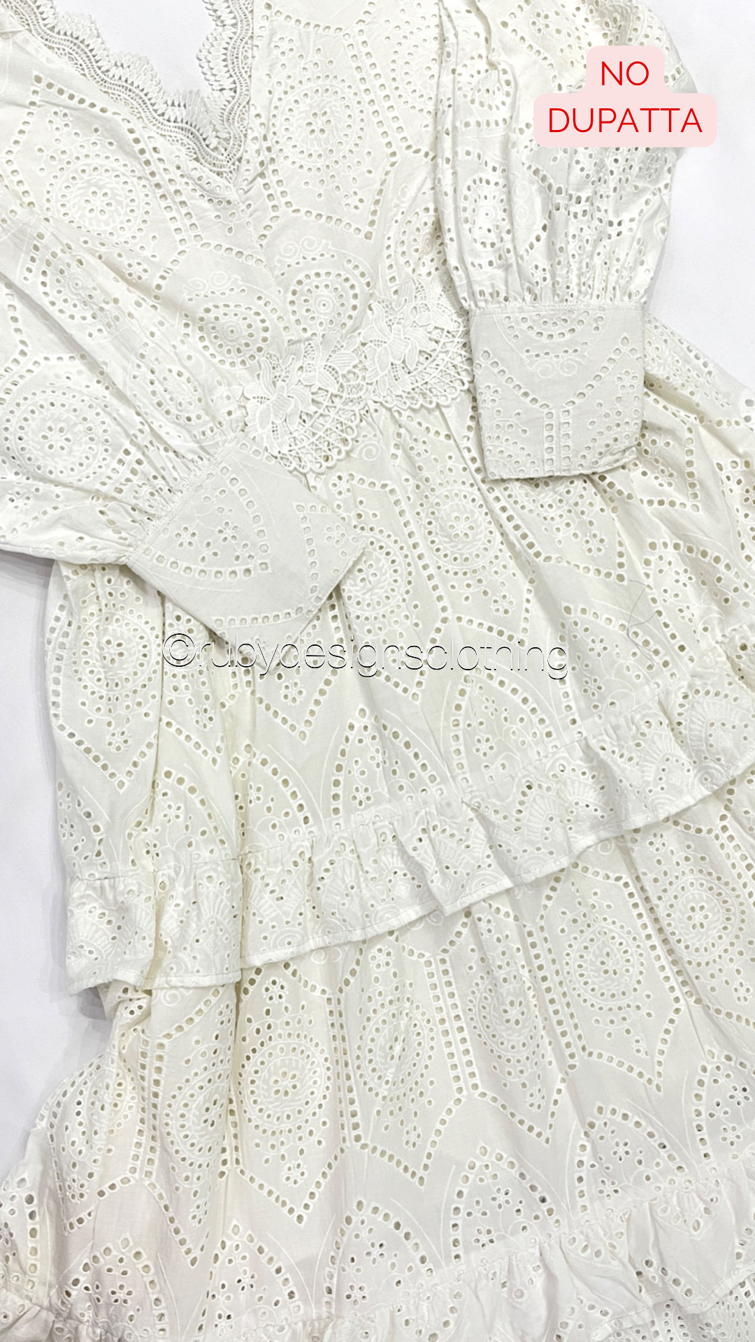 TANYA - White Chikankari Dress (7804161654997)