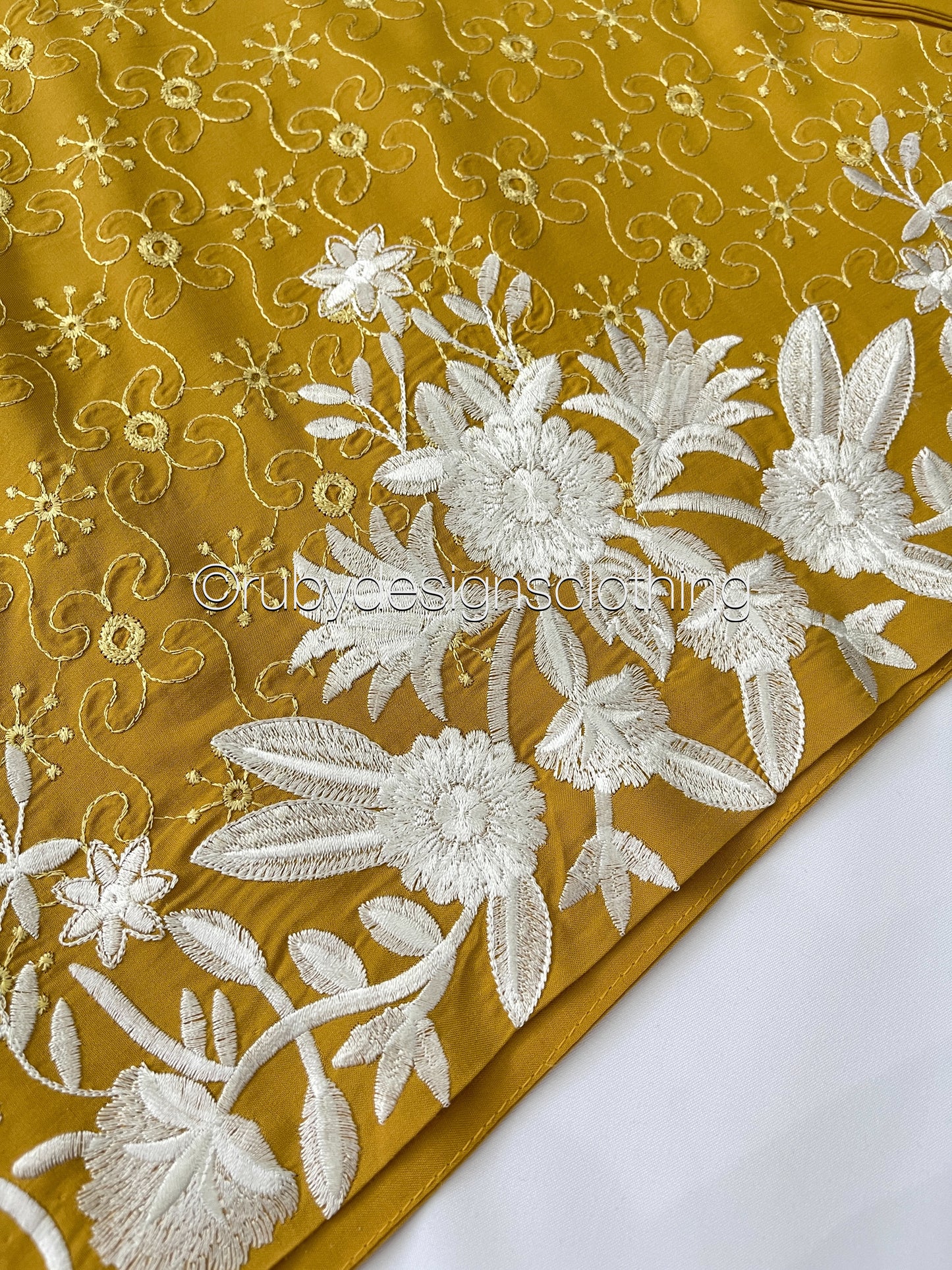 SHIZA Mustard - 3 Piece Linen Suit with Chiffon Dupatta