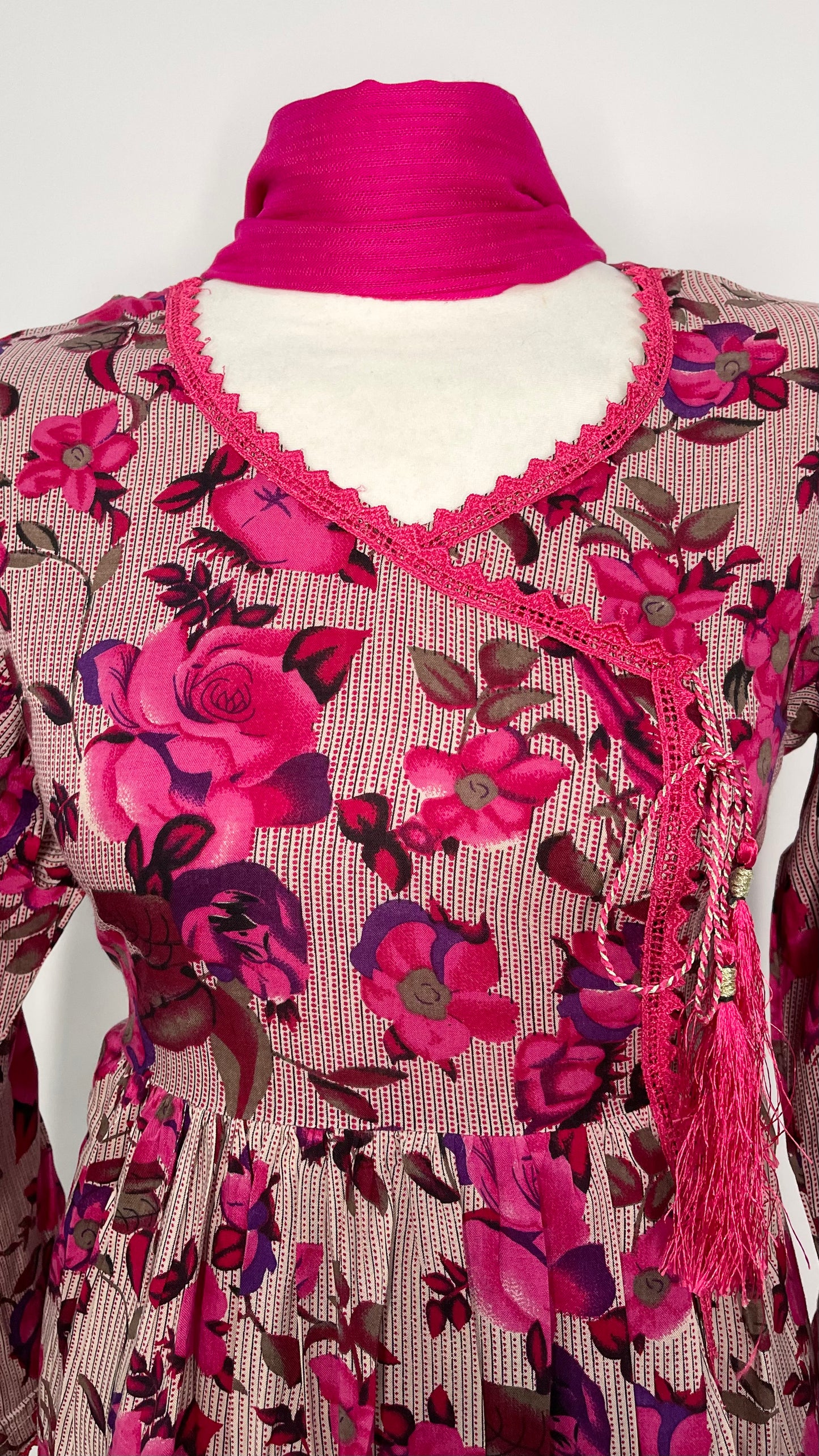 Pink 3 Piece Linen Floral Print Dress (6577919852728)