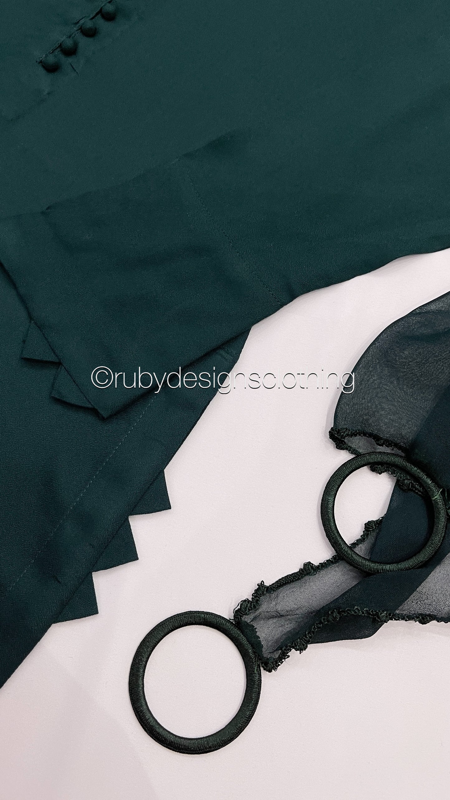 MARWA - 3 Piece Forest Green Linen Suit with Chiffon Dupatta (7903129731285)
