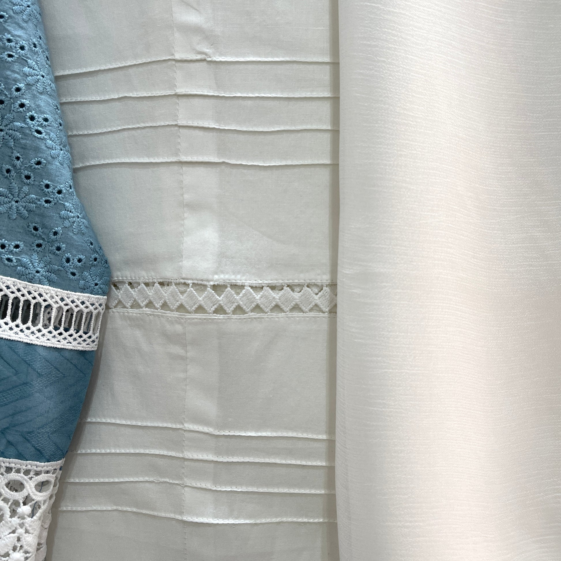 SANIA - 3 Piece Blue Cotton Net Chikankari Suit with Pearl Details (6654638883000)