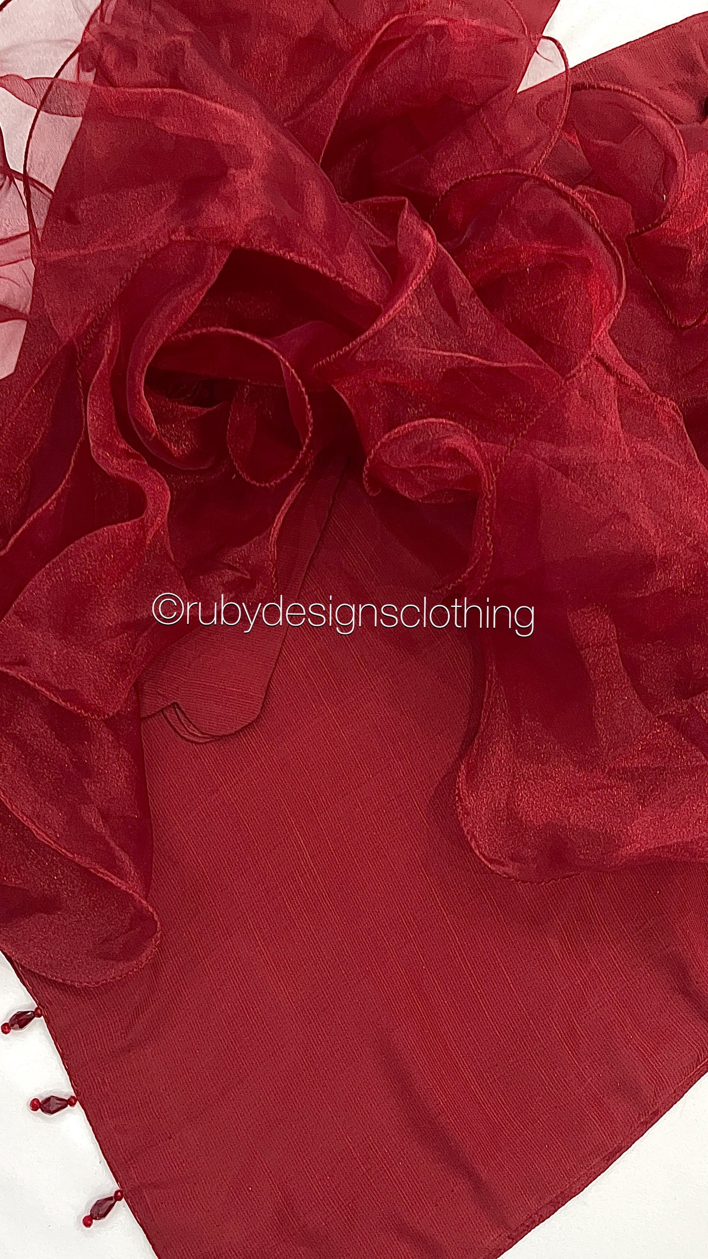 LAYLA Red - 3 Piece Raw Silk Suit with Ruffle Dupatta