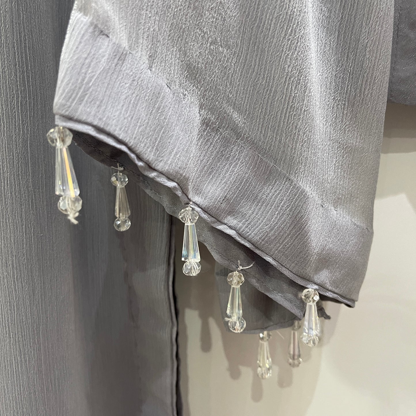 AMANI - 3 Piece Grey Chiffon Suit with Mirror and Tassel Details (6812544467128)
