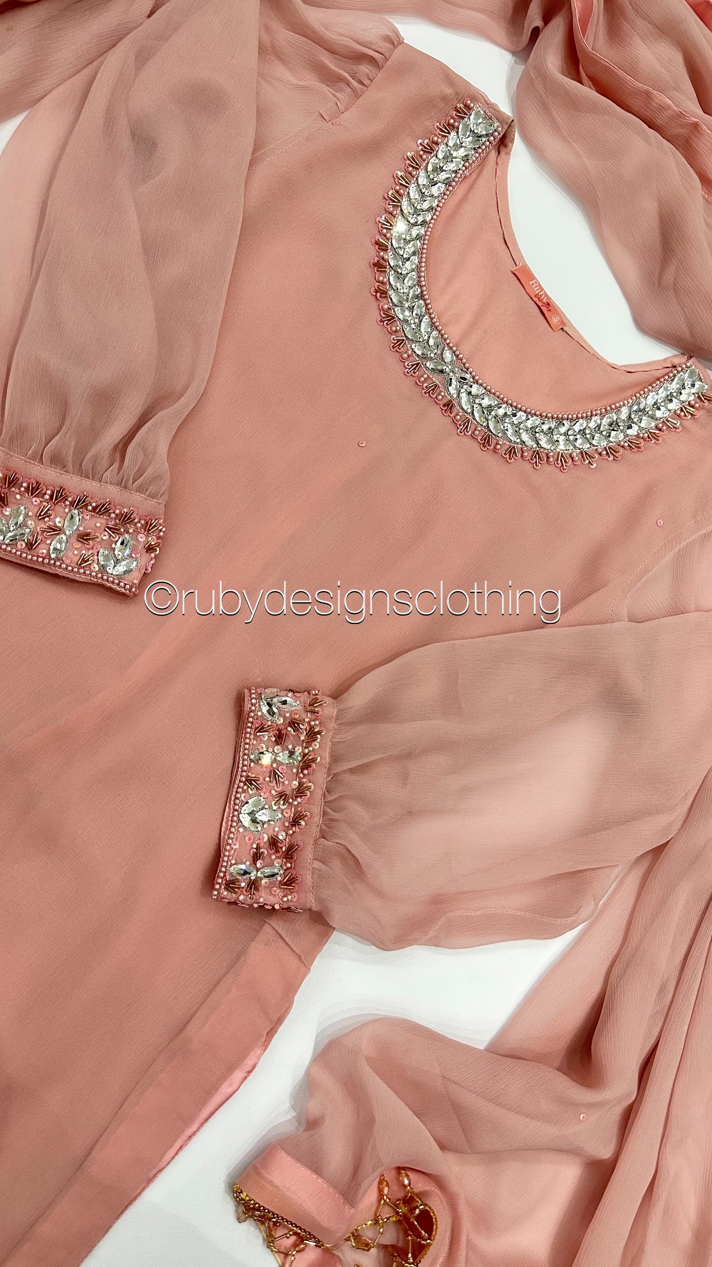 SERENA Pink - 3 Piece Baby Pink Chiffon Suit with Chiffon Dupatta (8025010241749) (8748077875413)