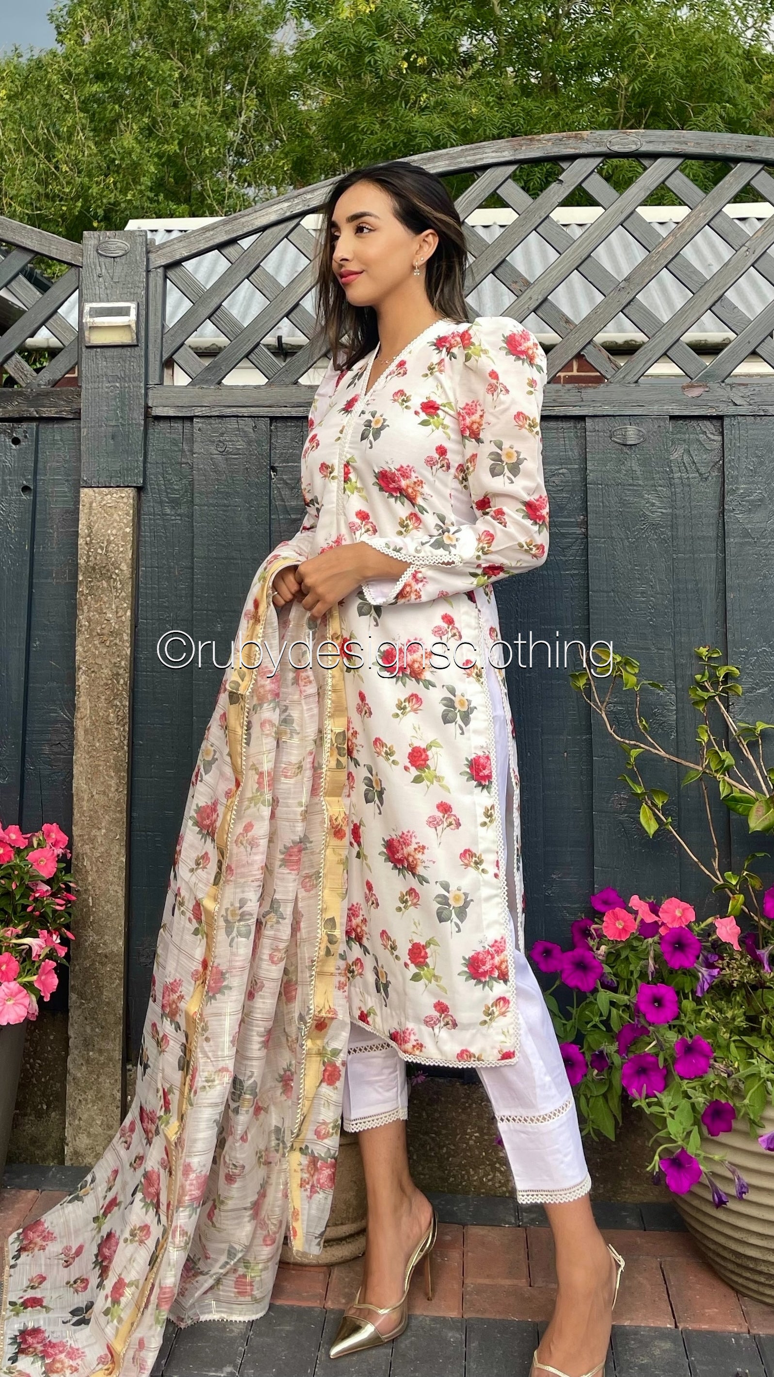 HALA - 3 Piece White Floral Print Swiss Lawn Suit (7852494979285)