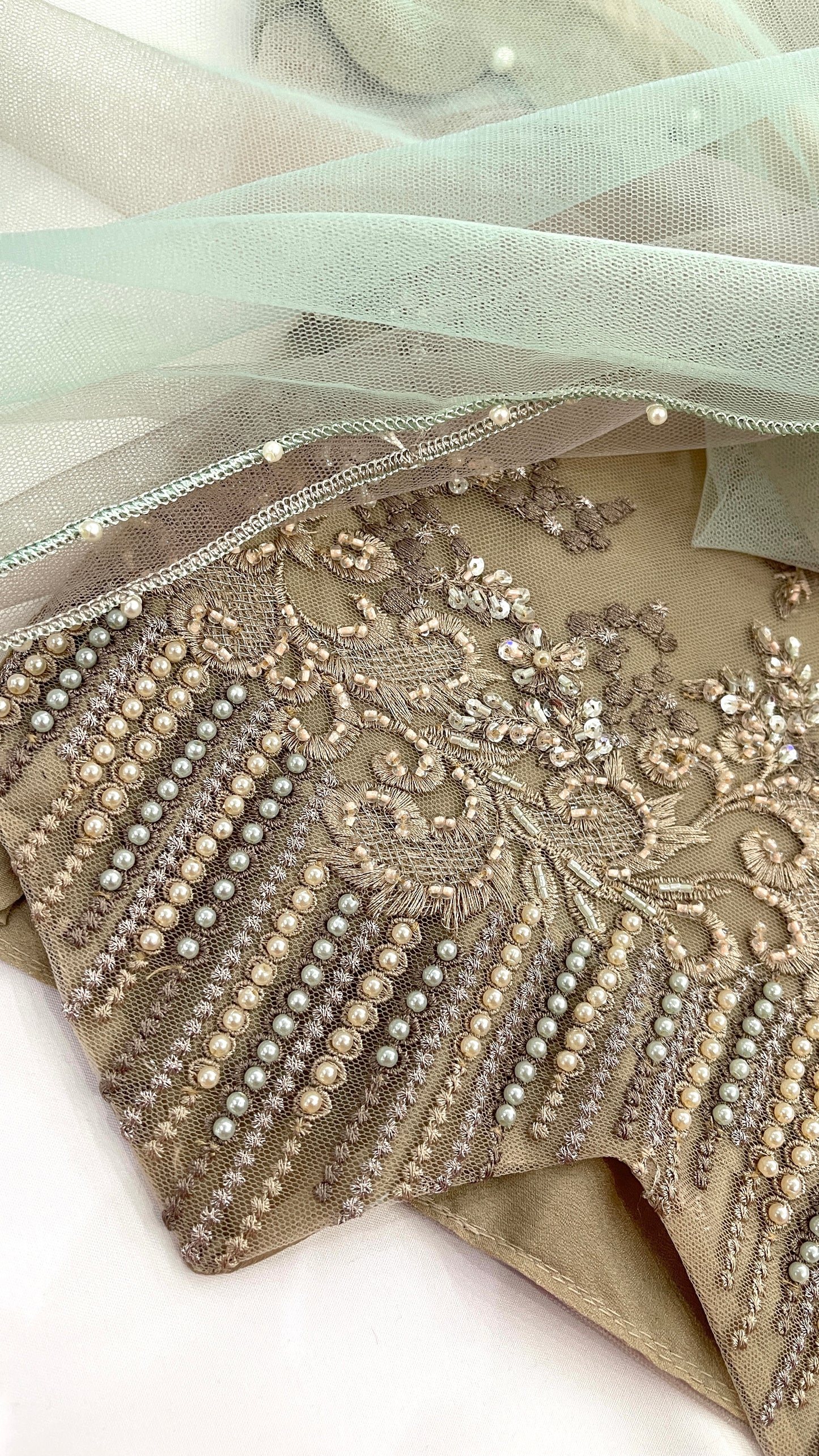 AISHA - Tan/Light Brown 3 Piece Heavy Embroidered Net Suit with Ombré Net Dupatta (7674340311253)