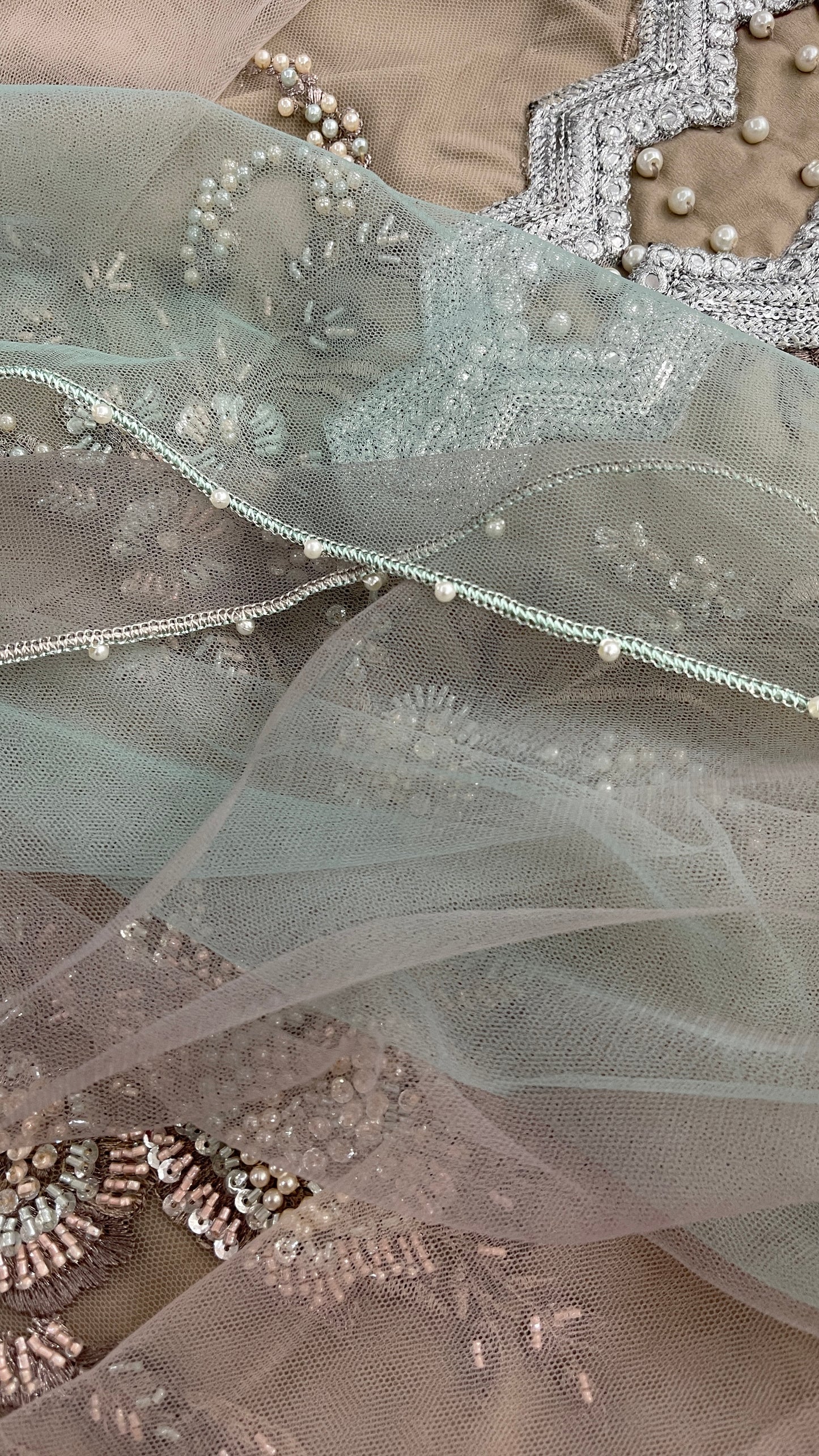 AISHA - Tan/Light Brown 3 Piece Heavy Embroidered Net Suit with Ombré Net Dupatta (7674340311253)