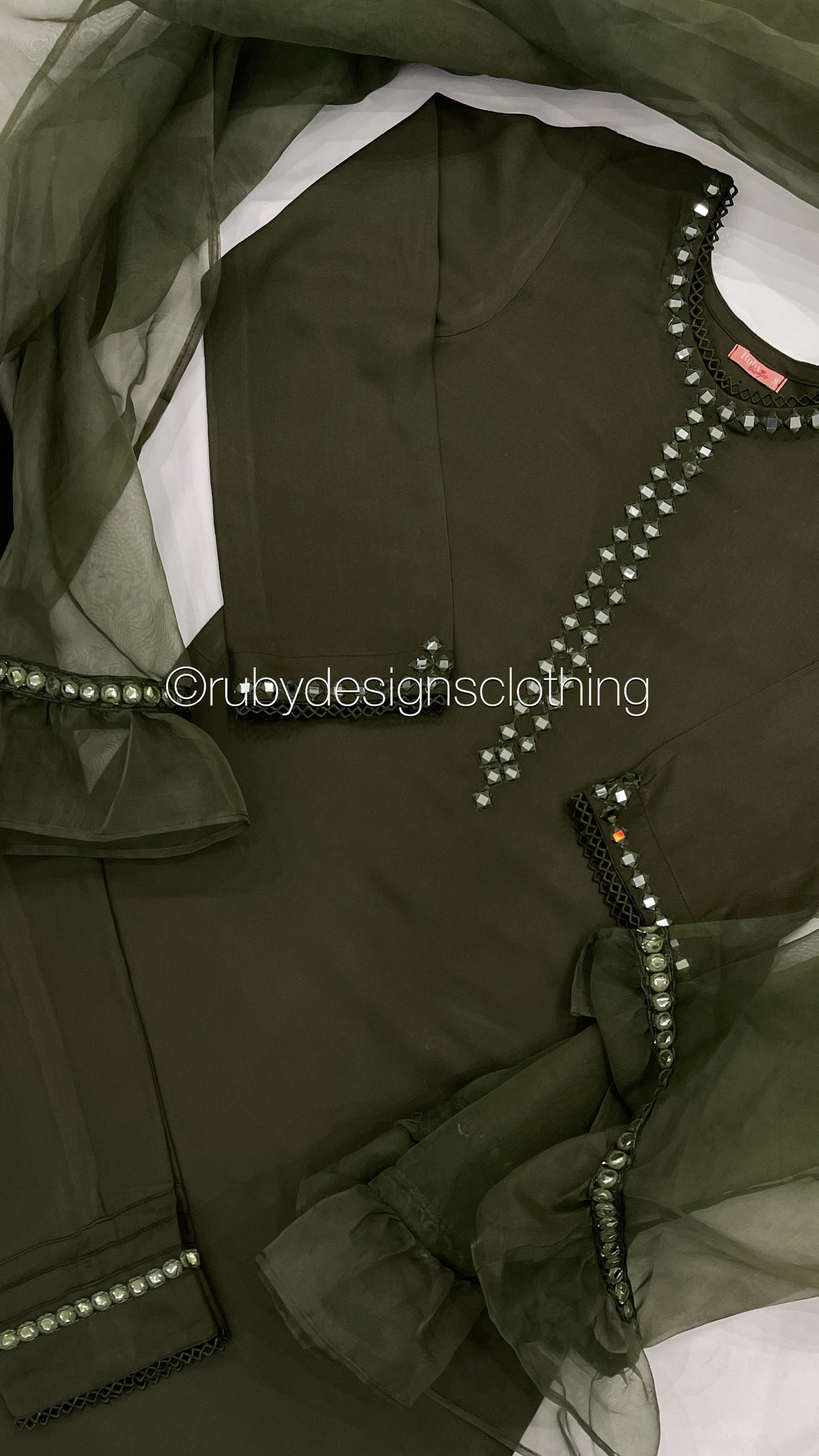 HENNA - 3 Piece Khaki Marina Suit with Mirror Work (7934798168277) (8748151603413)