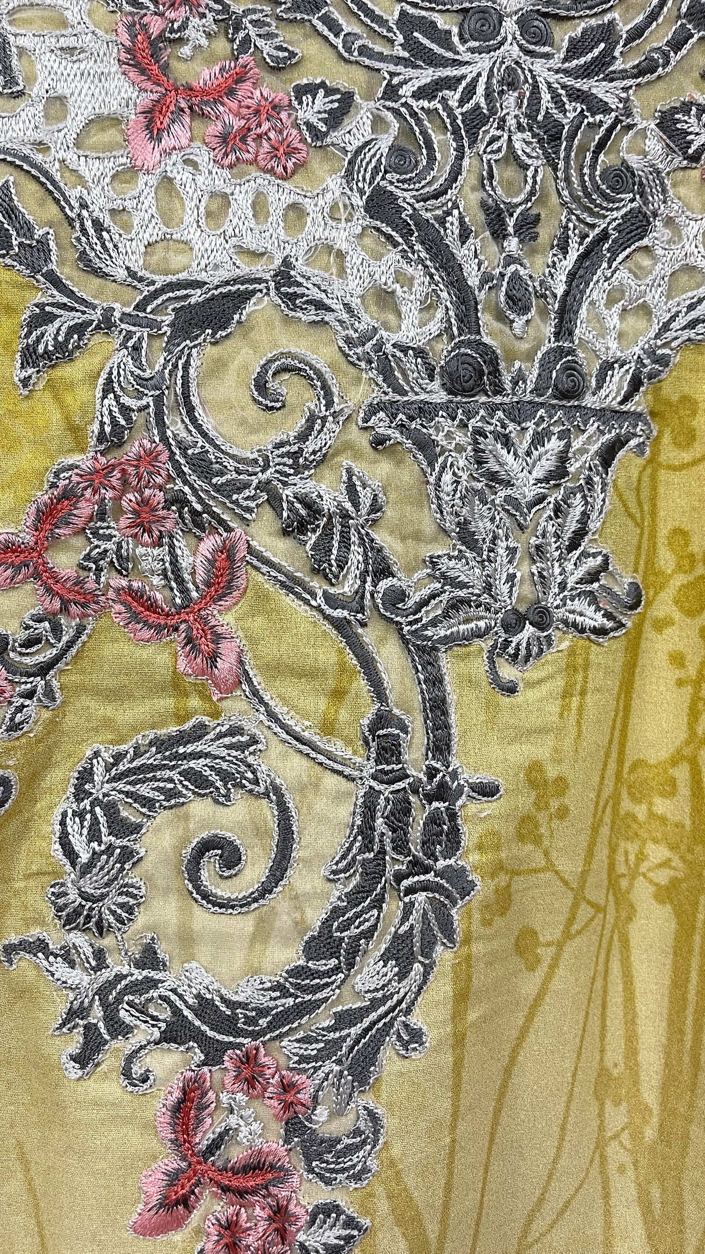 Original KHAS 3 Piece Stitched Yellow and Black Luxury Lawn Suit with Chiffon Dupatta (6650511491256)