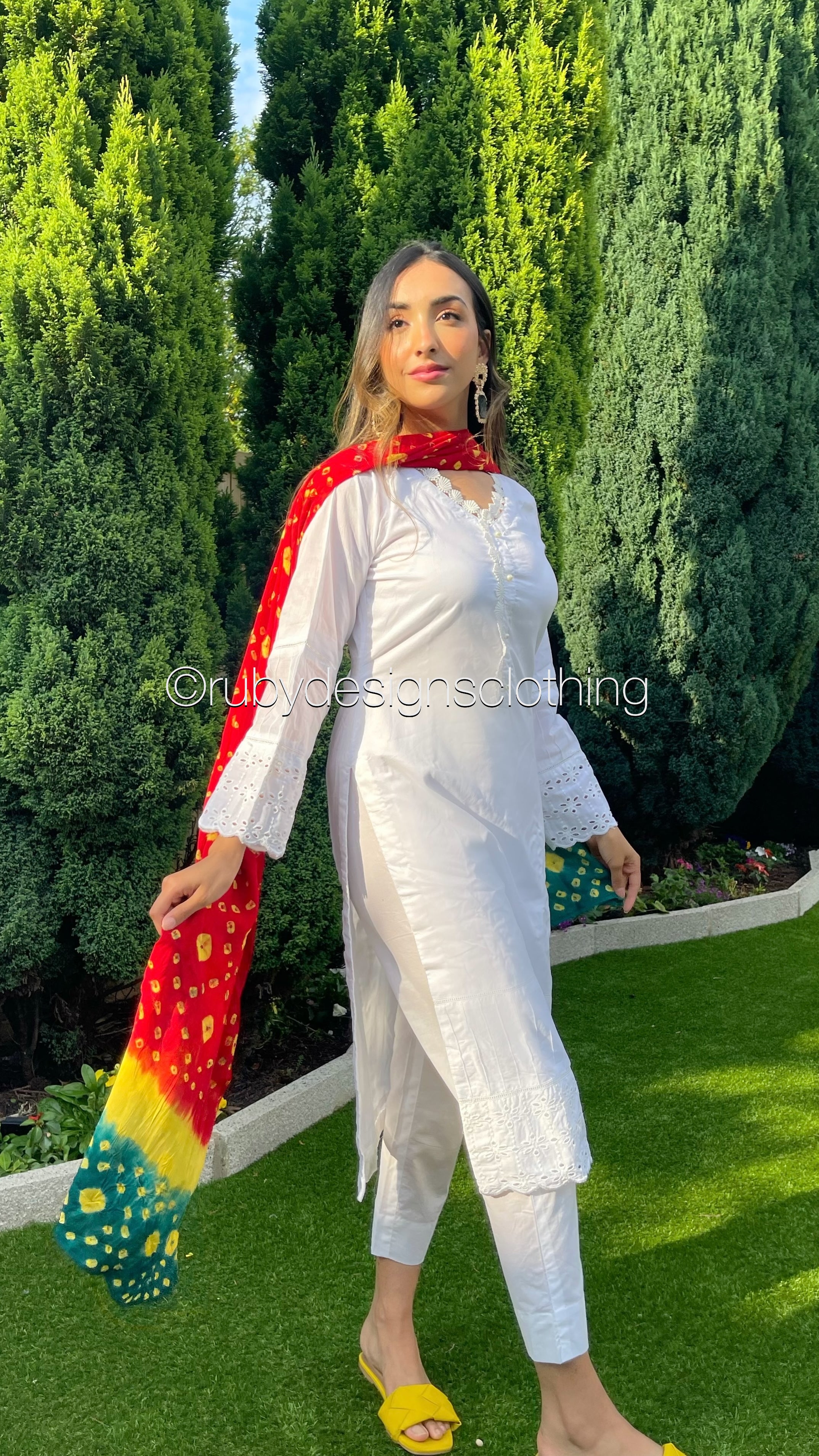 ALIYAH - 3 Piece White Cotton Lawn Suit with Chunri Dupatta Ruby Designs Clothing Ltd ALIYAH - 3 Piece White Cotton Lawn Suit with Chunri Dupatta Ruby Designs Clothing Ltd