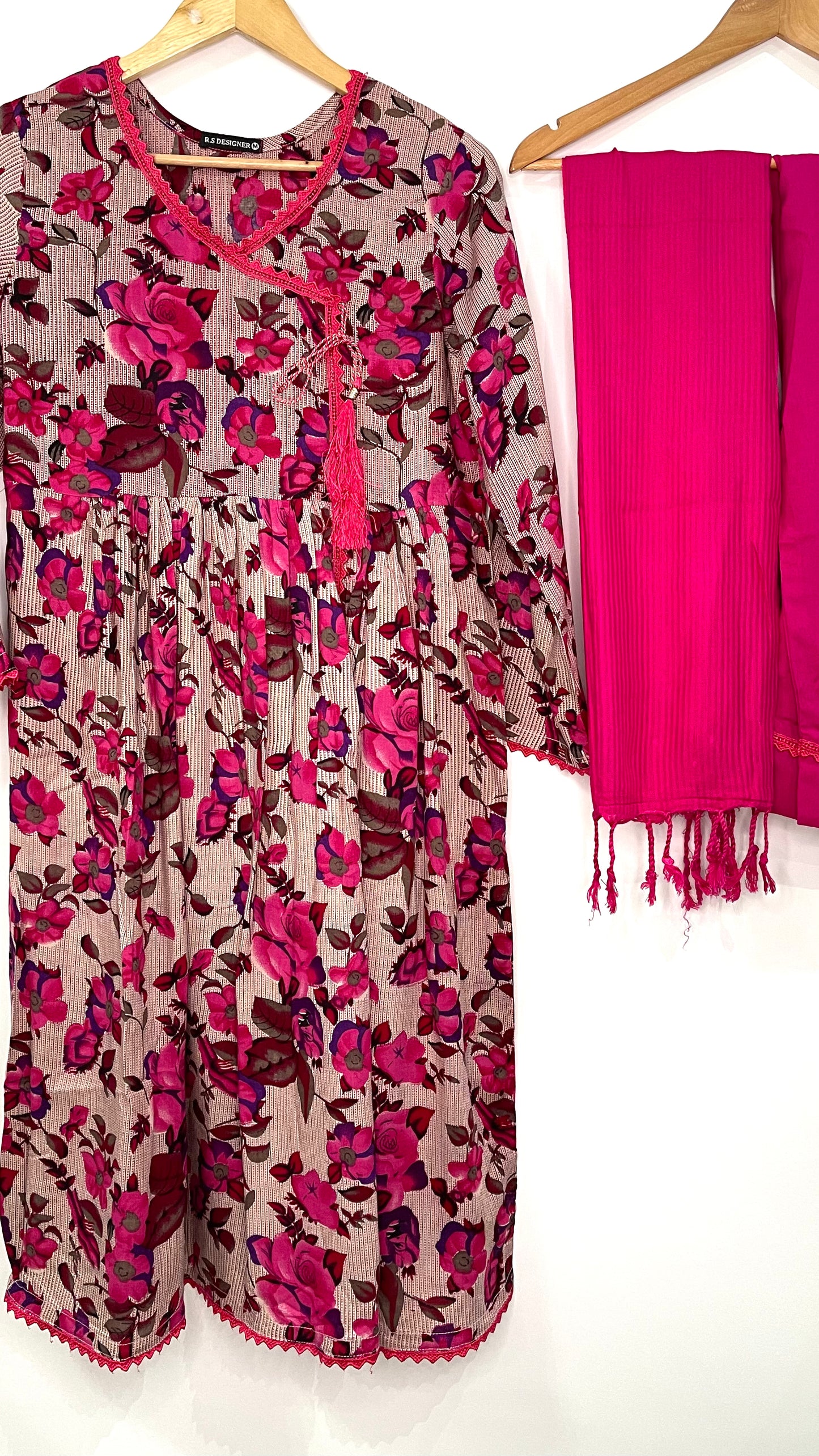 Pink 3 Piece Linen Floral Print Dress (6577919852728)