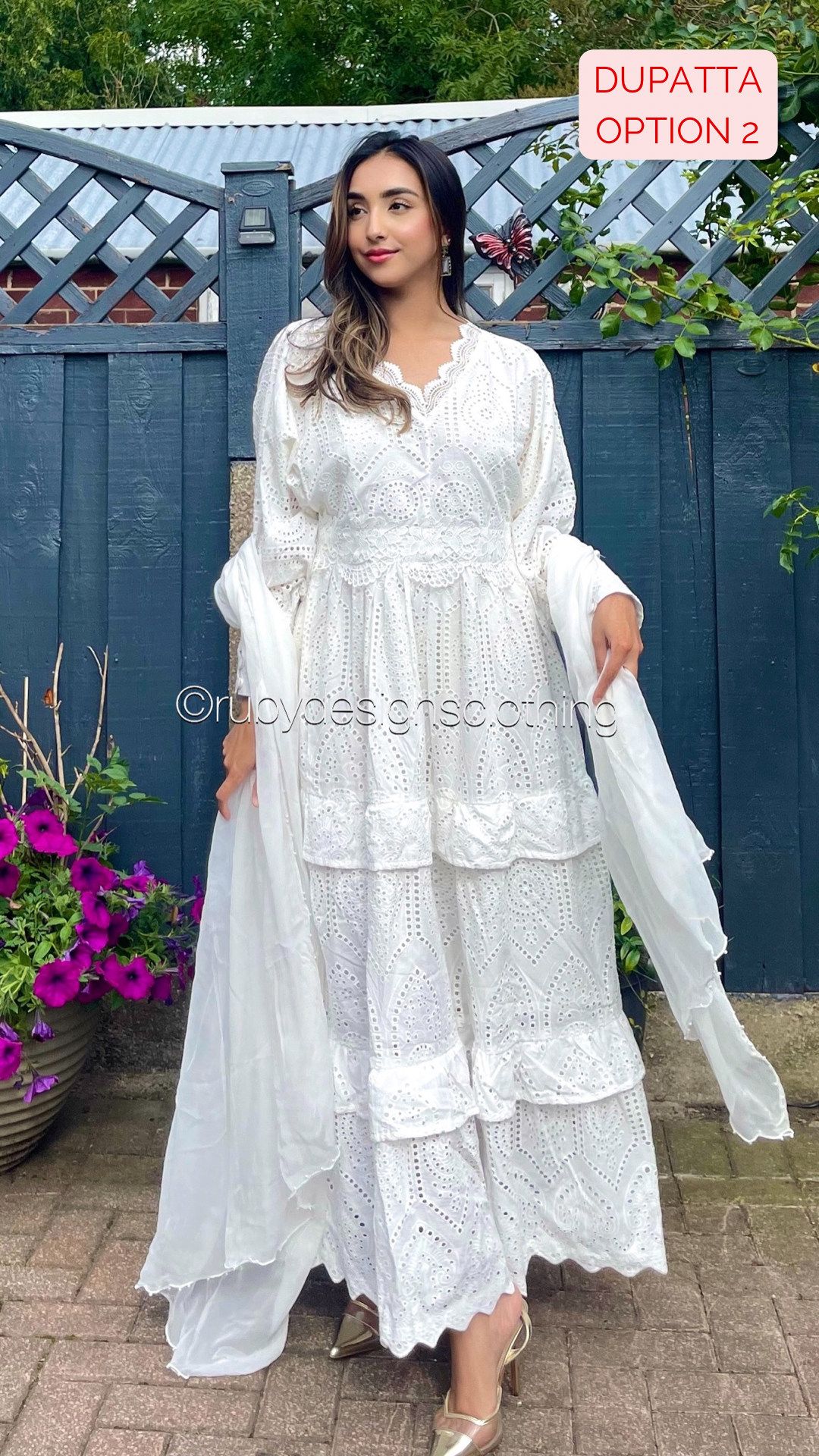 TANYA - White Chikankari Dress (7804161654997)