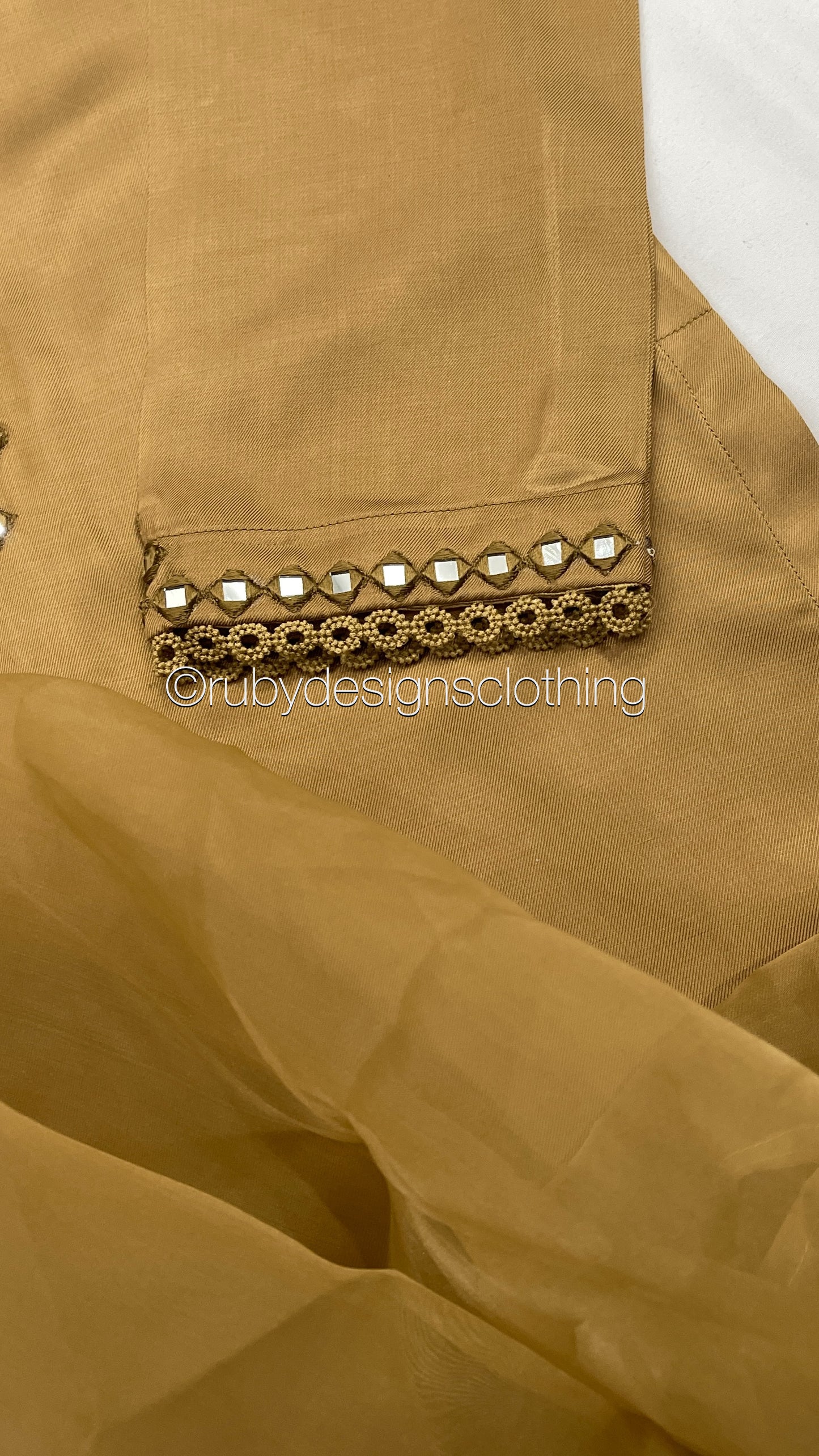 SONA - 3 Piece Gold/Caramel Marina Suit with Mirror Work (7934798528725)