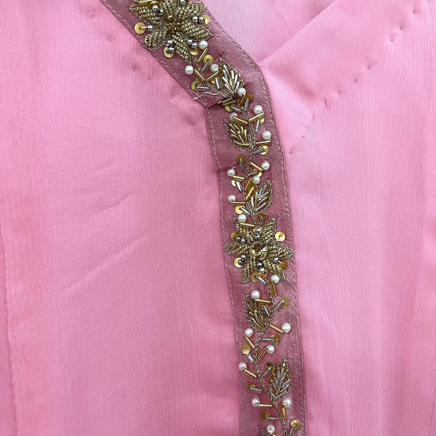 HUMERA - 3 Piece Pink Chiffon Suit with Gold Embroidery (6756841881784)
