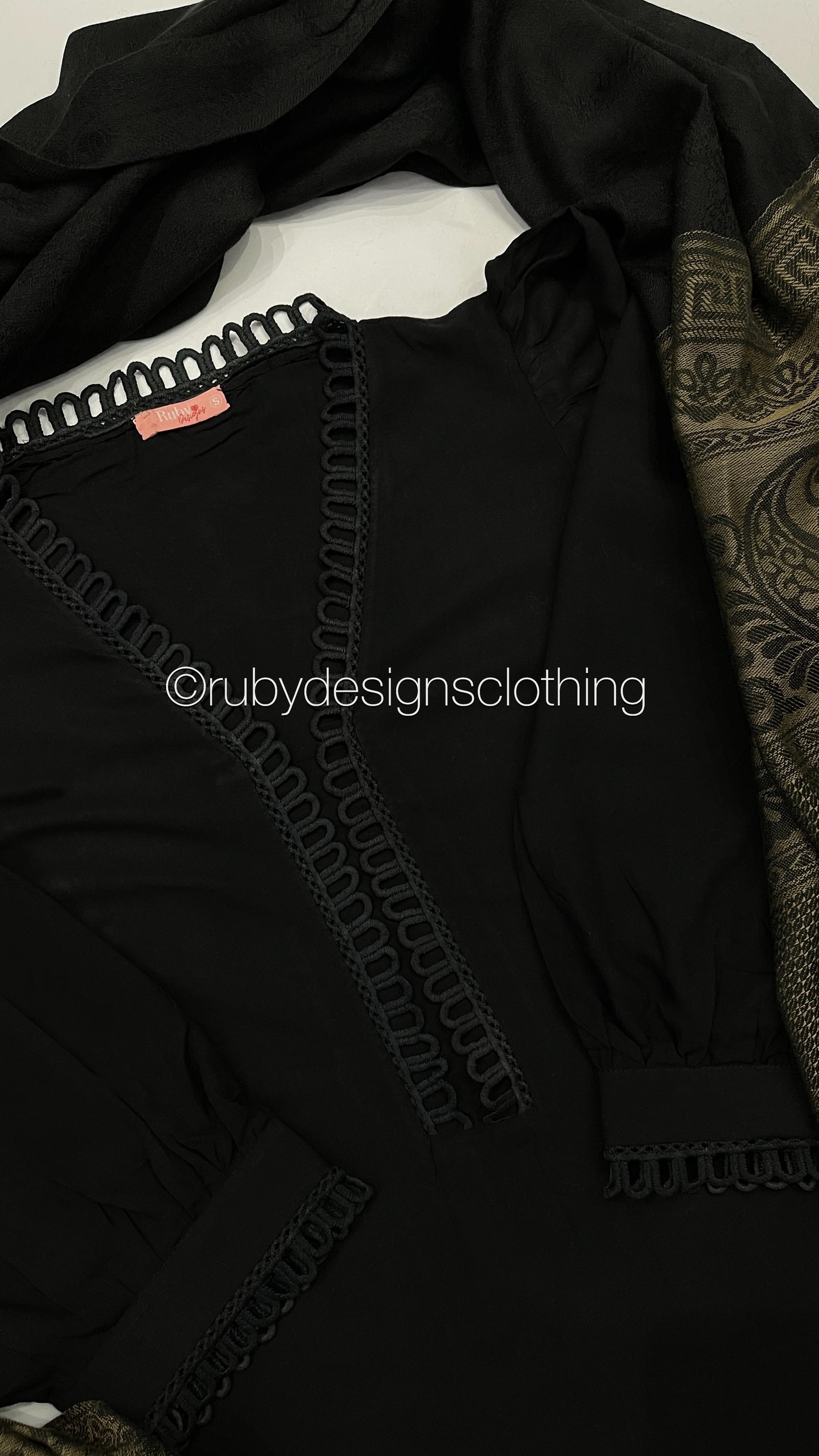 AMBER - 3 Piece Black Linen Suit with Shawl (7902913528021) (8747711234261)