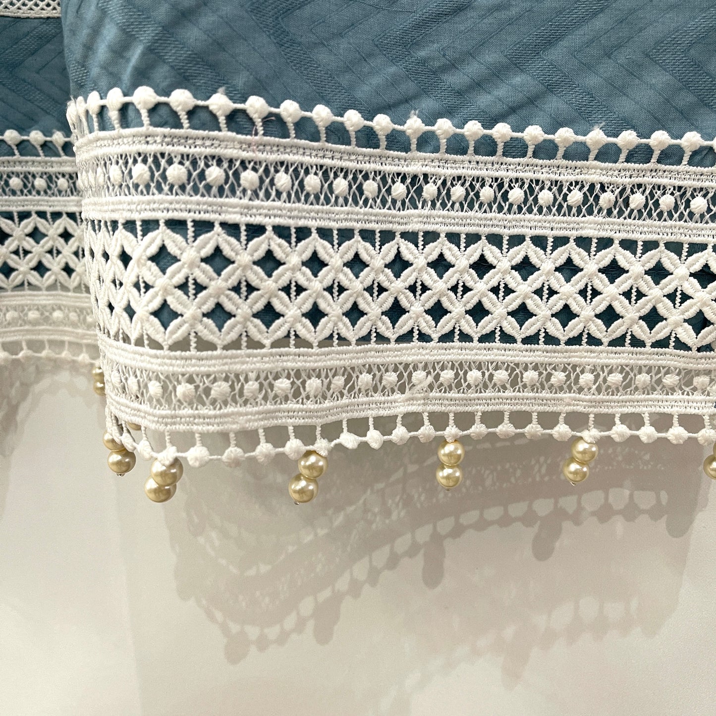 SANIA - 3 Piece Blue Cotton Net Chikankari Suit with Pearl Details (6654638883000)