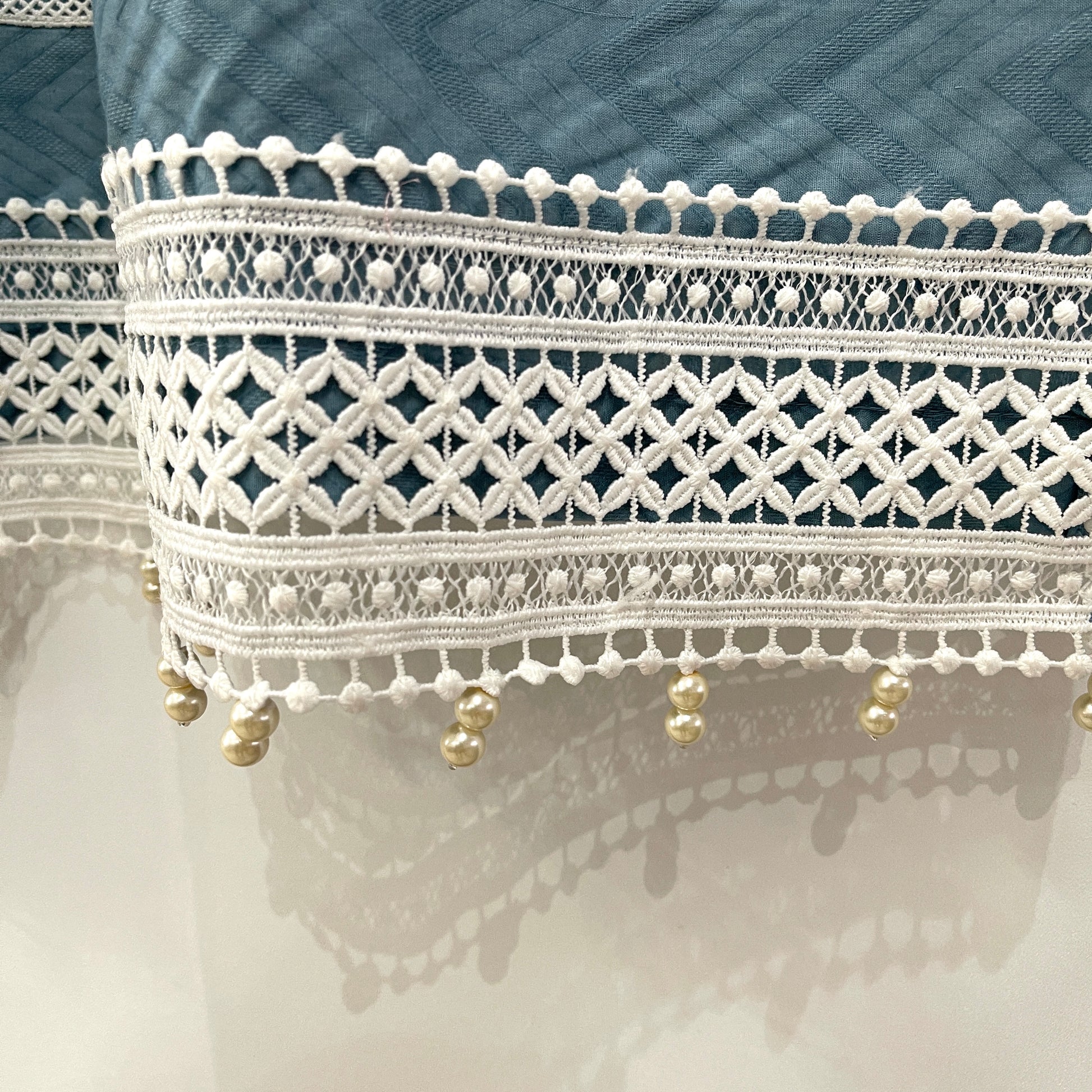 SANIA - 3 Piece Blue Cotton Net Chikankari Suit with Pearl Details (6654638883000)