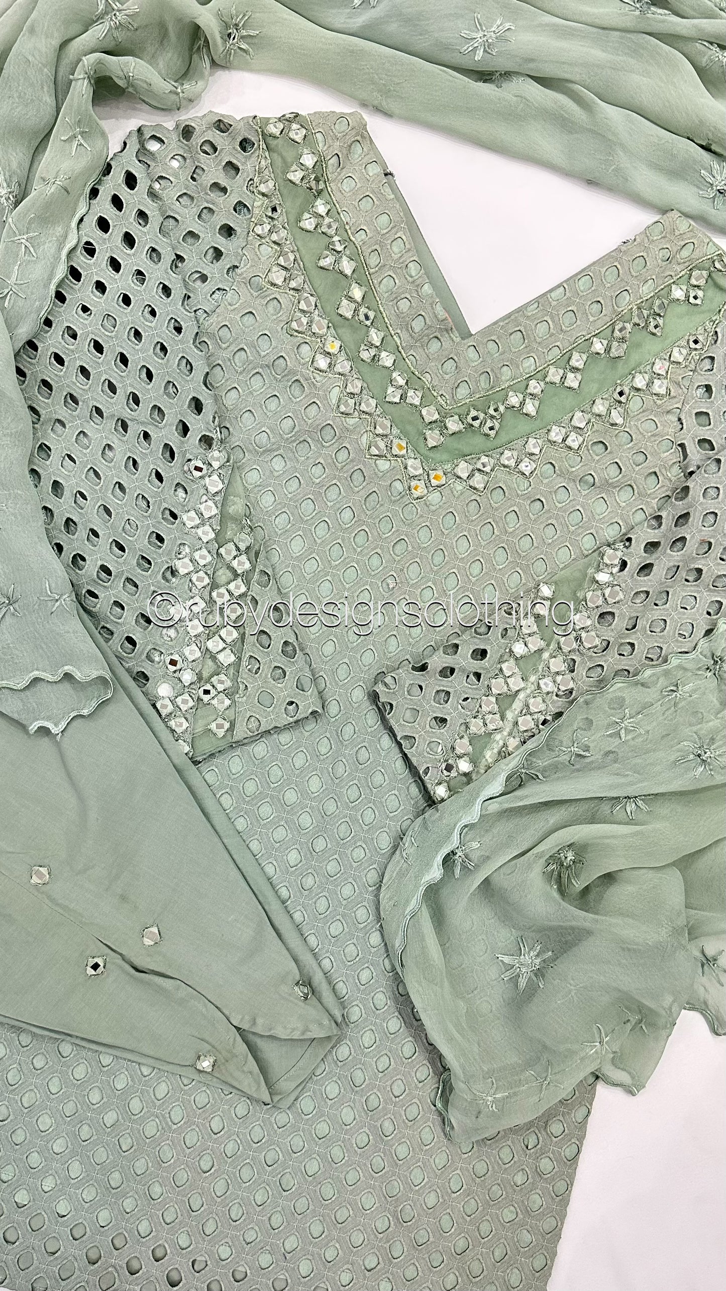 LEENA Sage - 3 Piece Chikankari Suit with Tulip Shalwar (8025573753045)