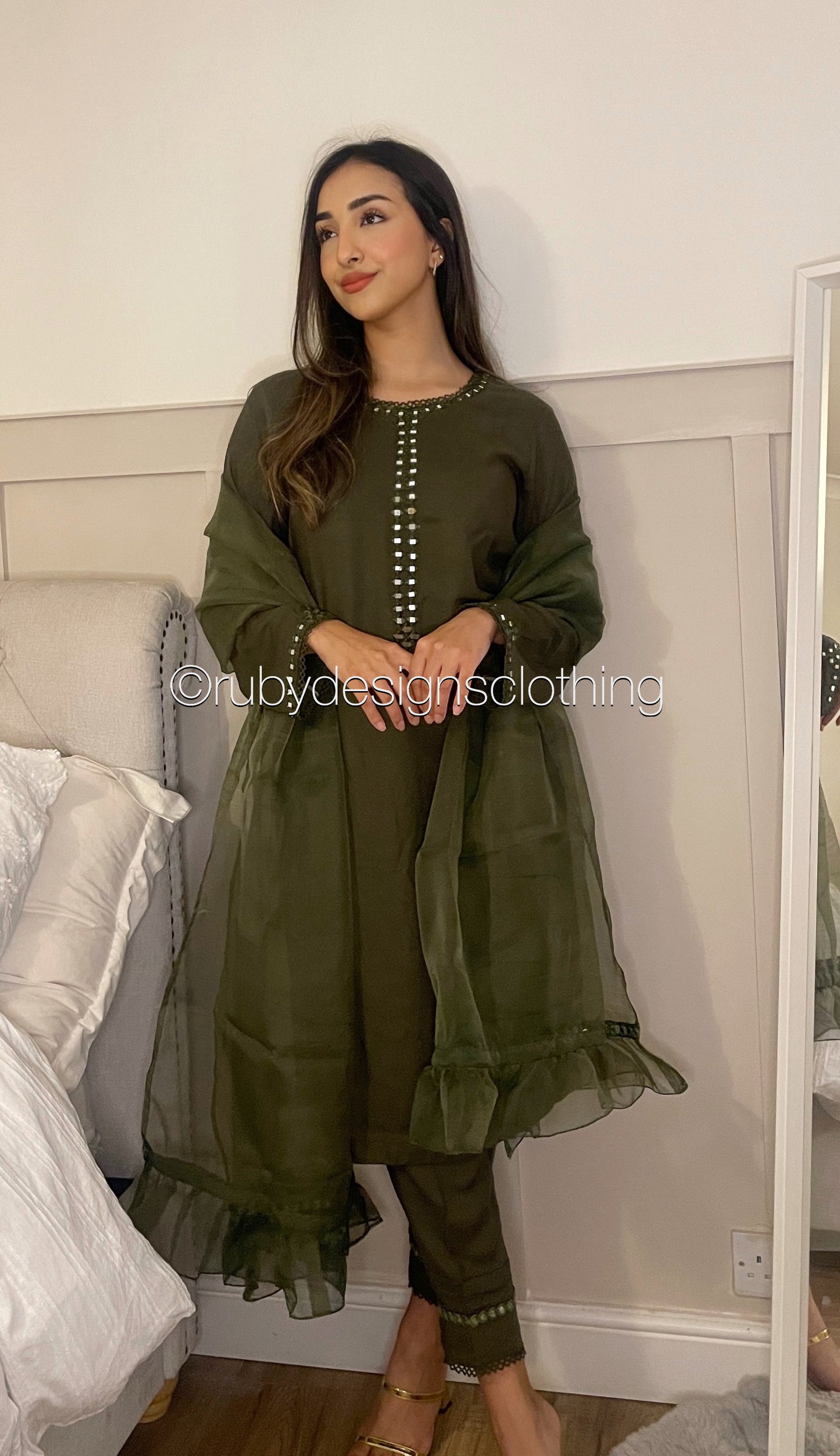 HENNA - 3 Piece Khaki Marina Suit with Mirror Work (7934798168277) (8748151603413)