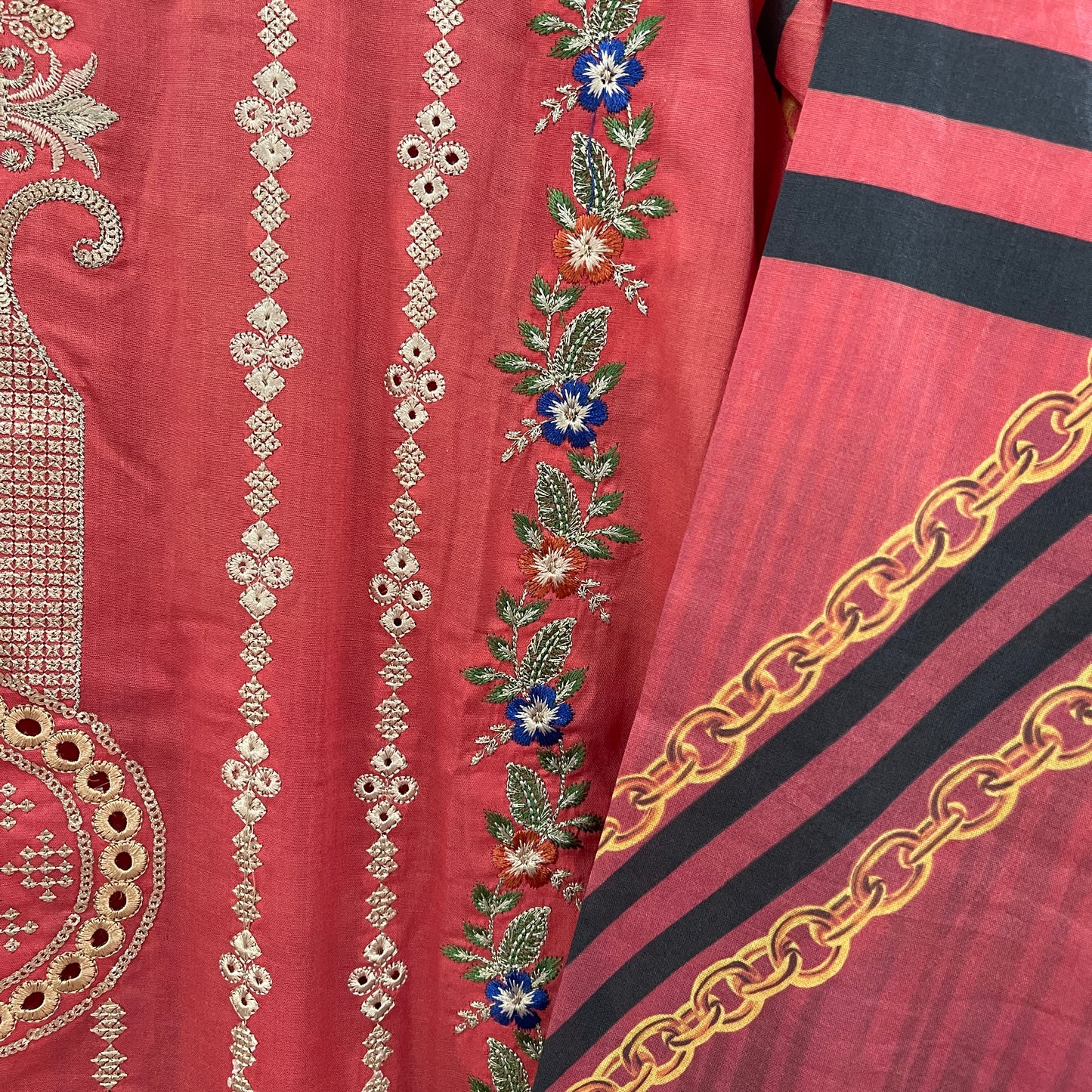 Original Inzey by Riaz Arts 3 Piece Stitched Peach Lawn Suit (6720476217528)