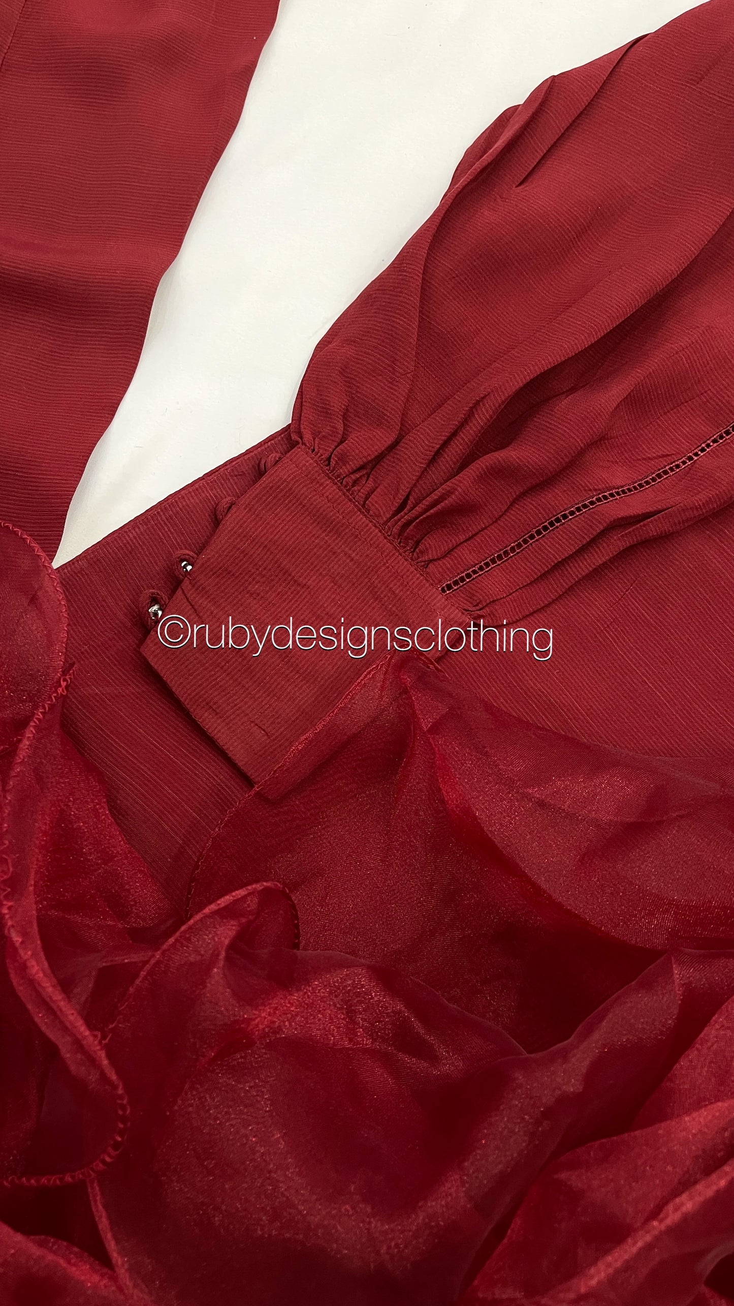LAYLA Red - 3 Piece Raw Silk Suit with Ruffle Dupatta (7451155562709) (8747897651413)