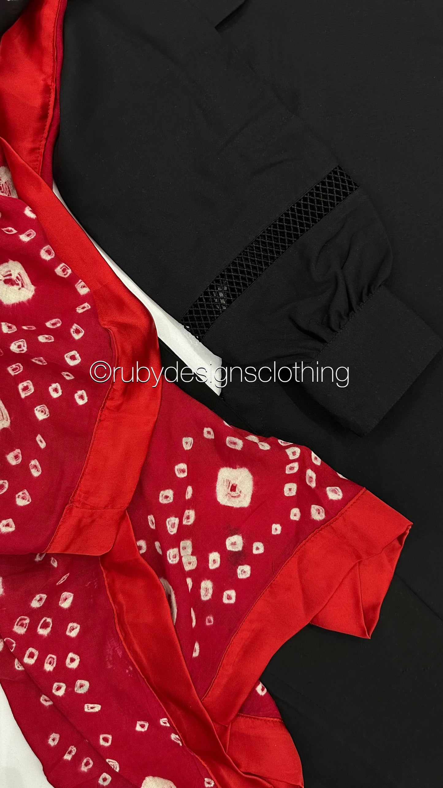 MAHNOOR - 3 Piece Black Swiss Lawn Suit with Chunri Dupatta (8025154453717)