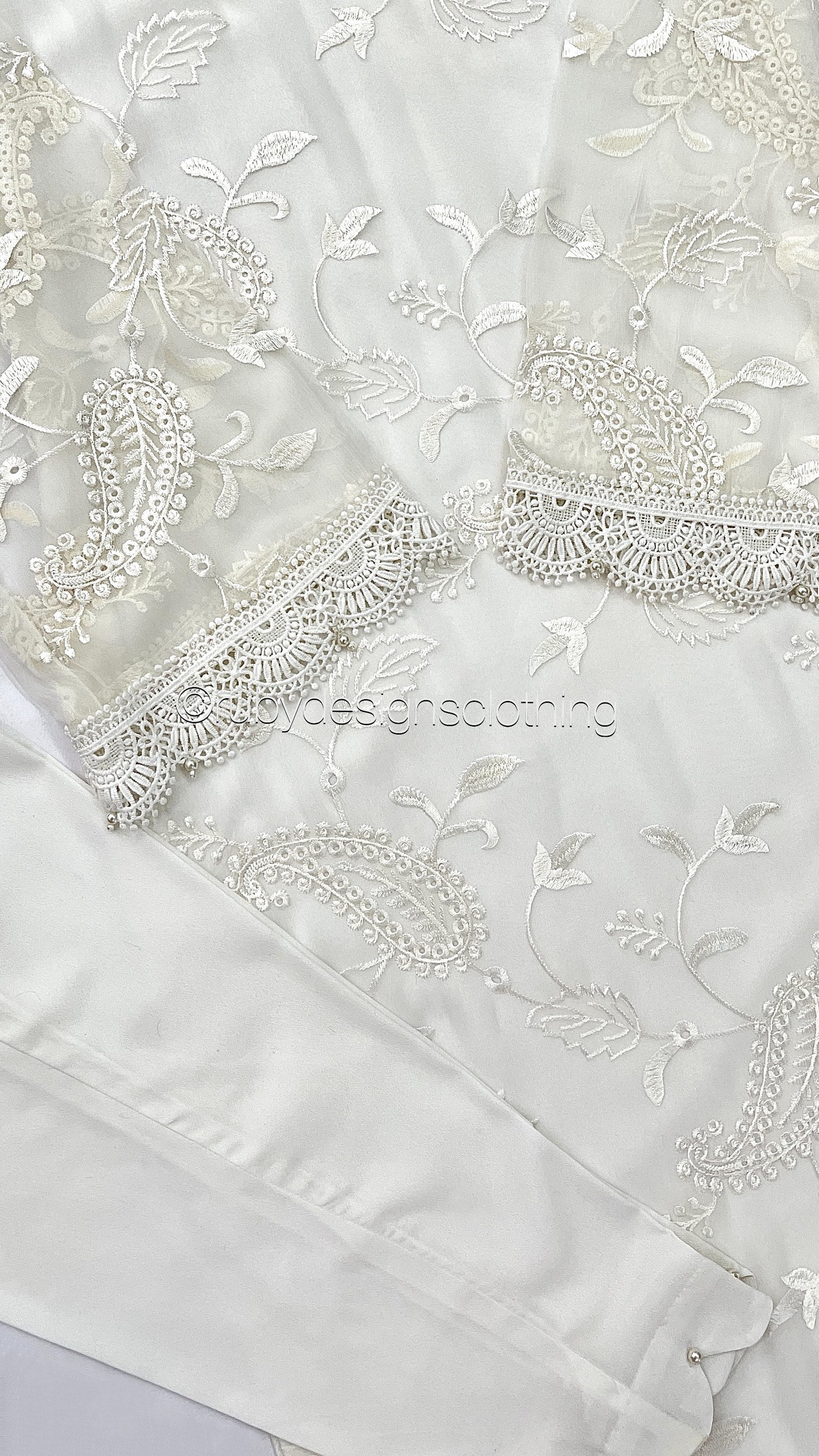 IQRA - White 3 Piece Embroidered Chiffon Suit with Organza Dupatta (7649357889749)