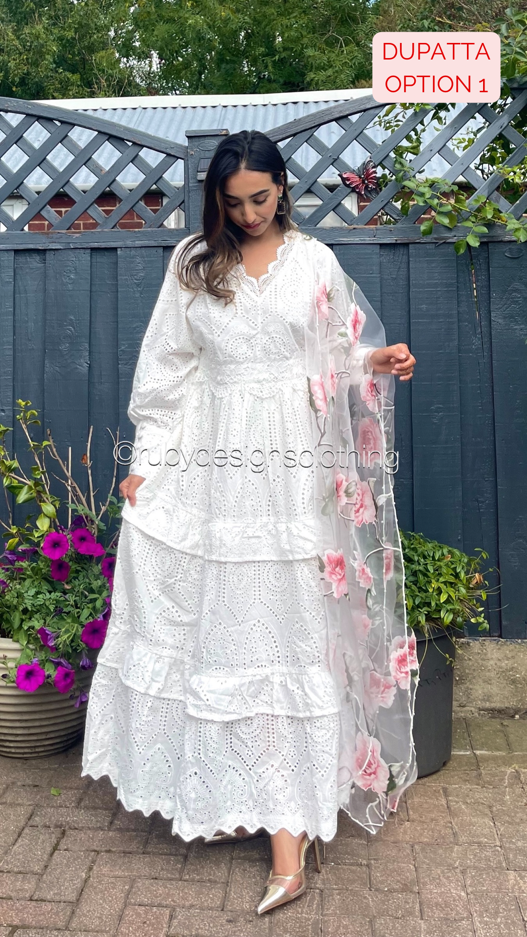 TANYA - White Chikankari Dress (7804161654997)