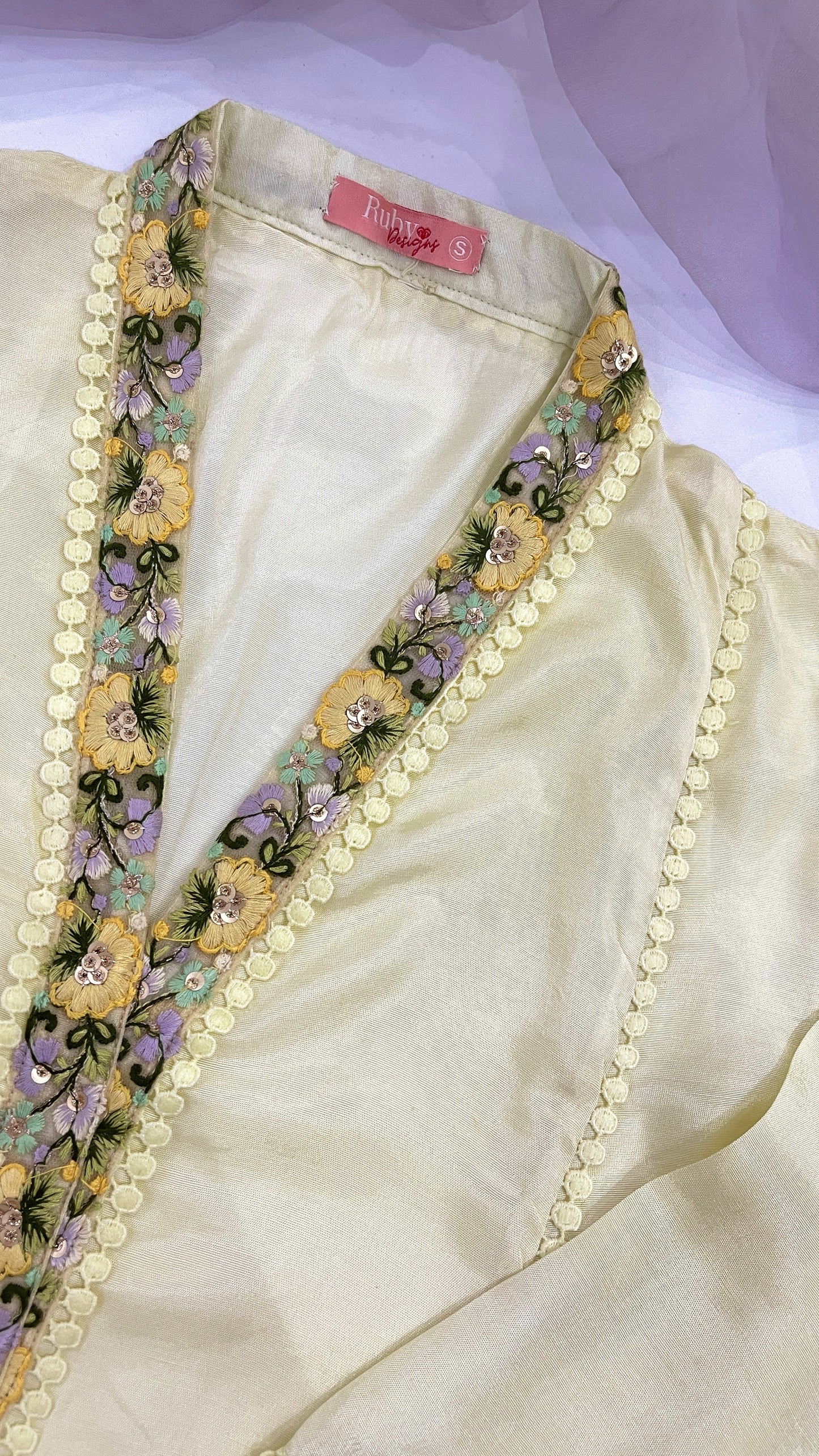 SAFAA Yellow - 4 Piece Cotton Silk Suit with Ombre Organza Dupatta (7677179396309)