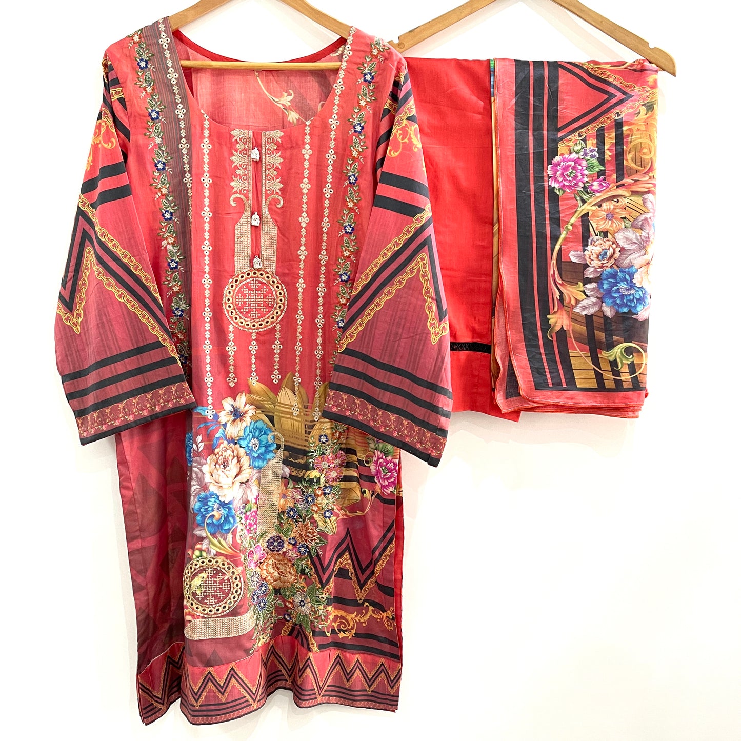Original Inzey by Riaz Arts 3 Piece Stitched Peach Lawn Suit (6720476217528)