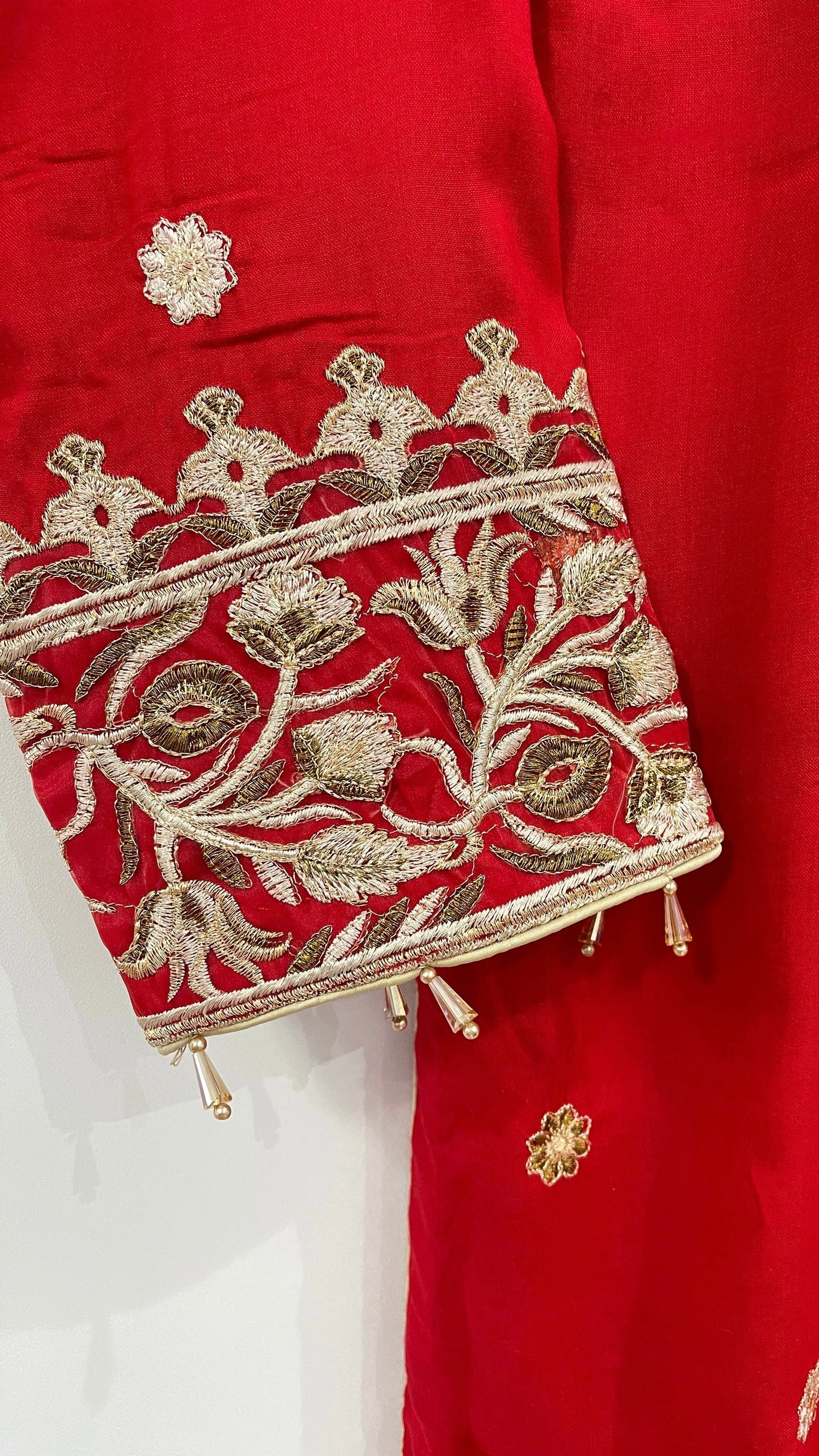 3 Piece ANAYA Inspired Red Embroidered Suit (6600607203512)