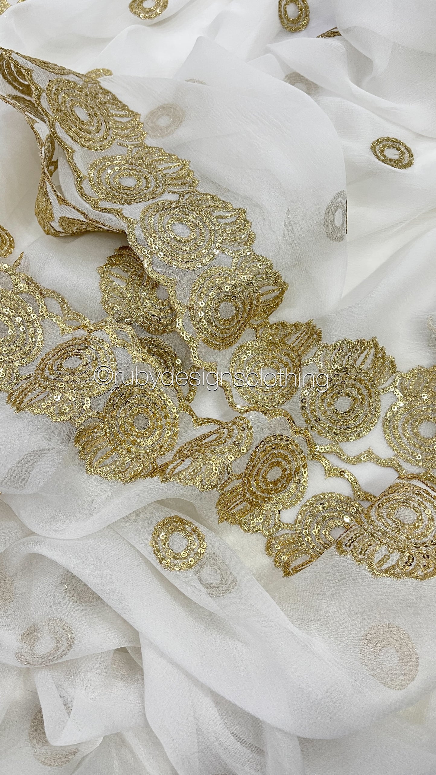 MAYA - 3 Piece White Anarkali Suit with Sequin Work Chiffon Dupatta (7765653946581)